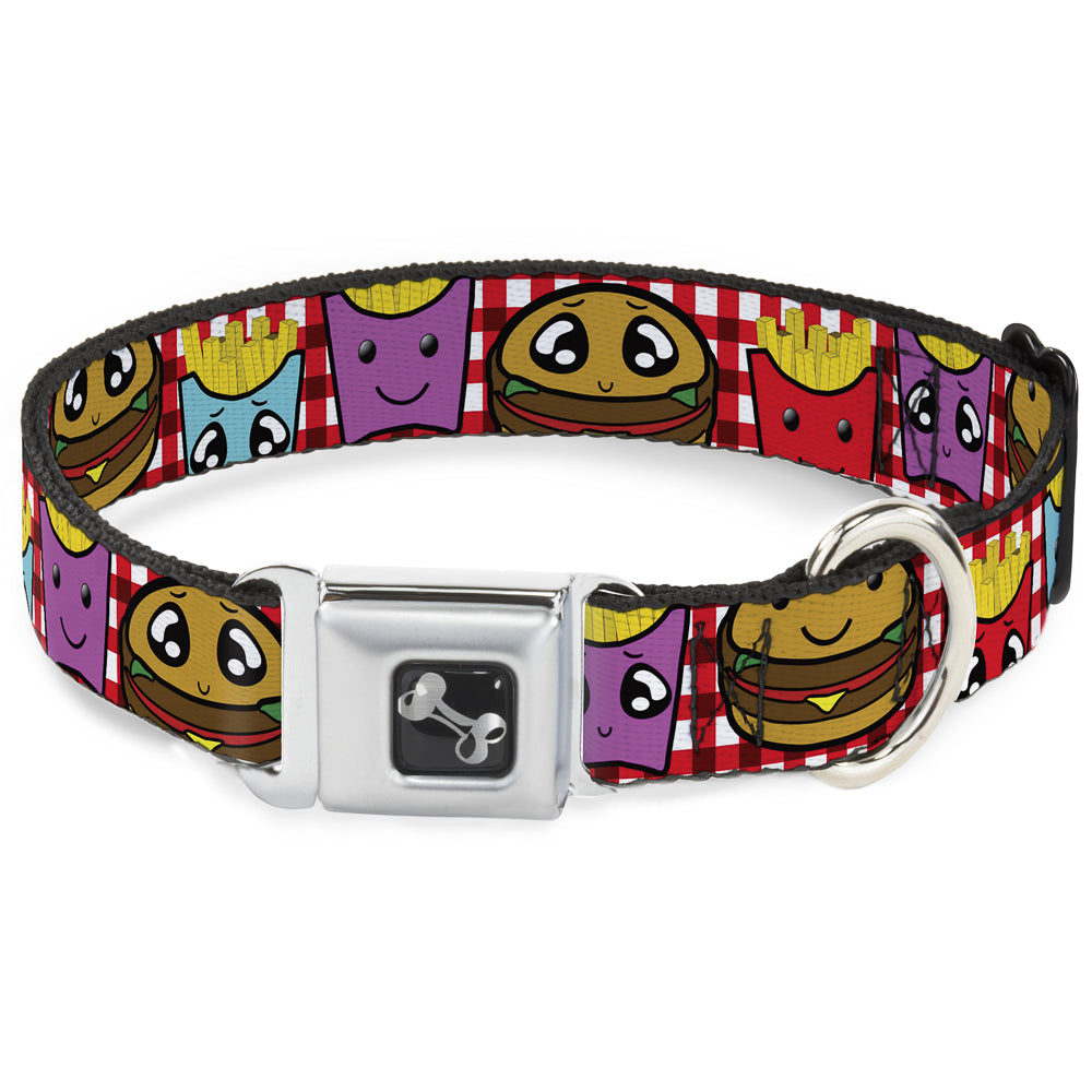 Cheeseburger Cat Collar - Burgers and Fries on Cream - Breakaway Safety - B39D273