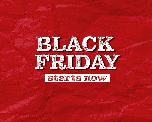 A bright red Black Friday promotional banner