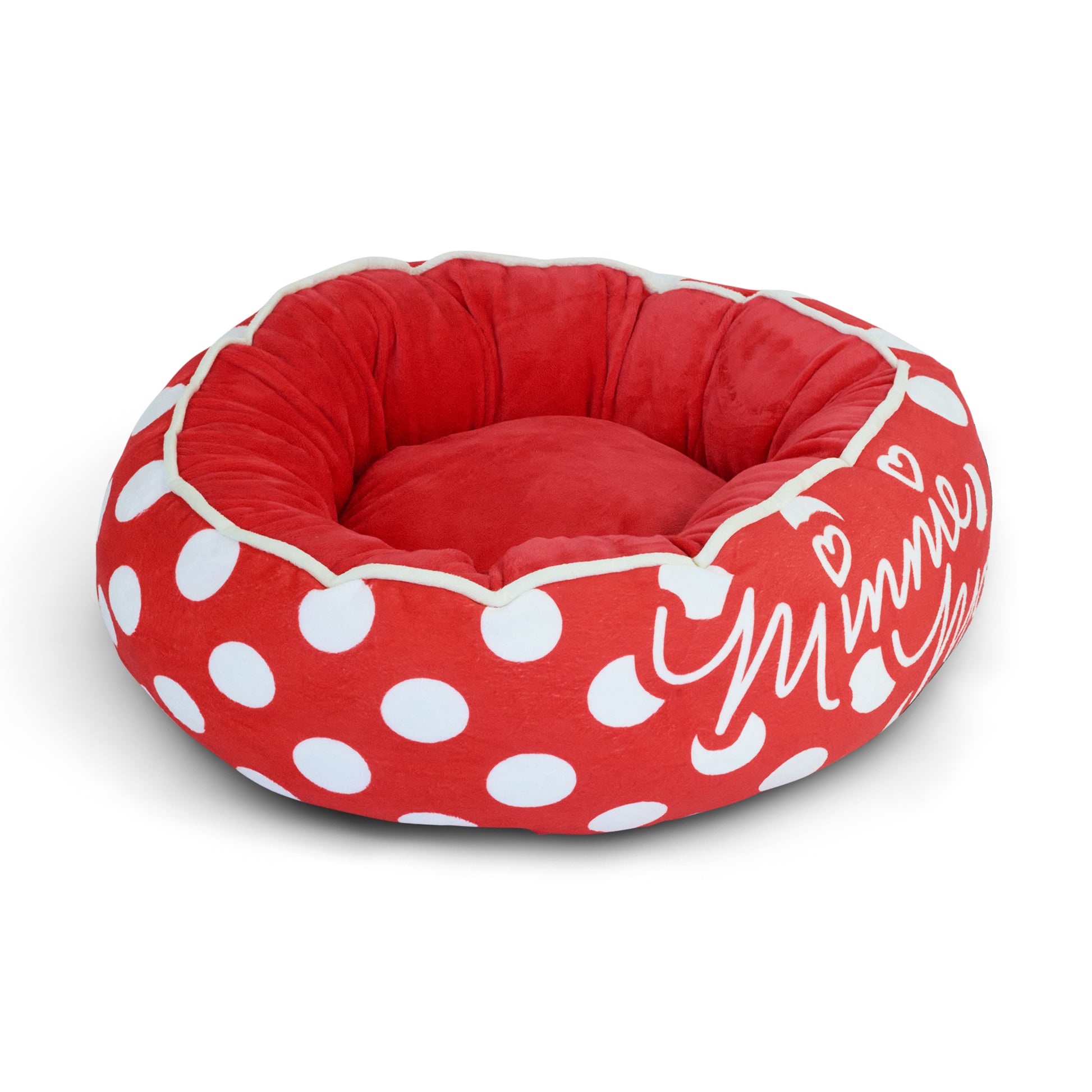 Donut Pet Bed - MINNIE MOUSE Script and Polka Dot Red/White Pet Beds Disney