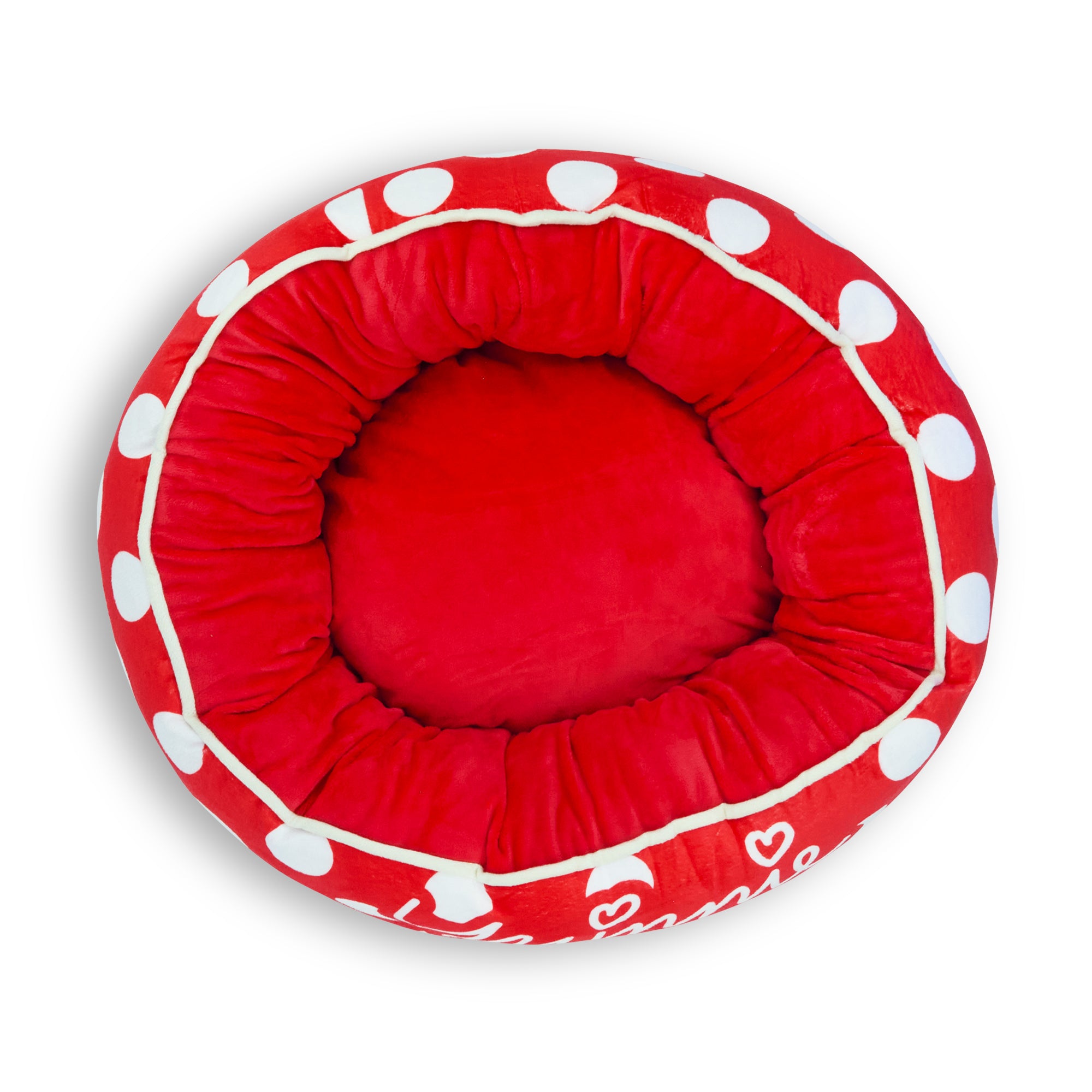 Donut Pet Bed - MINNIE MOUSE Script and Polka Dot Red/White Pet Beds Disney