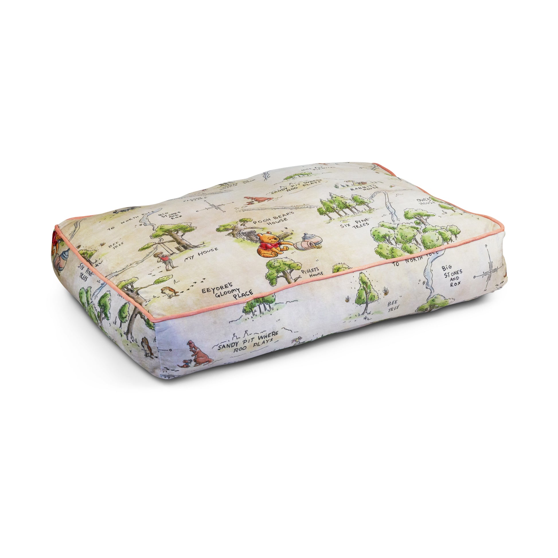 Rectangle Pet Bed - Winnie the Pooh Hundred Acre Wood Map Beige Pet Beds Disney