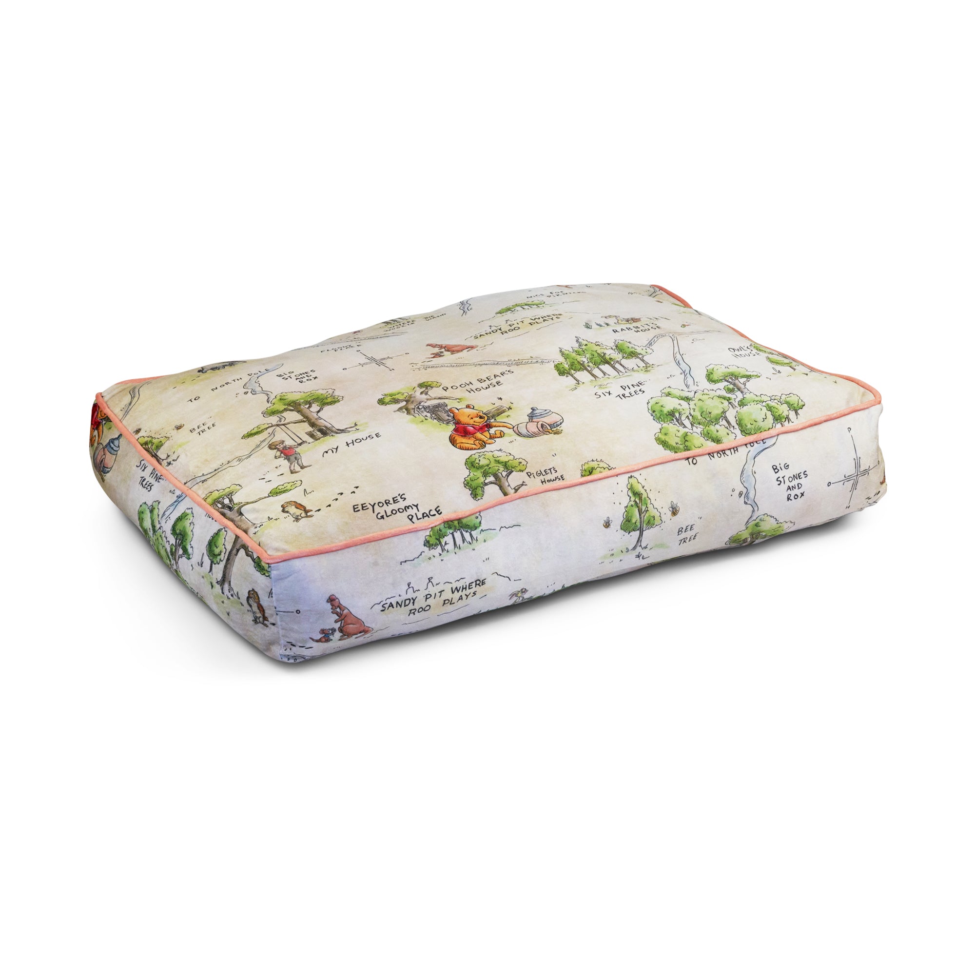 Rectangle Pet Bed - Winnie the Pooh Hundred Acre Wood Map Beige