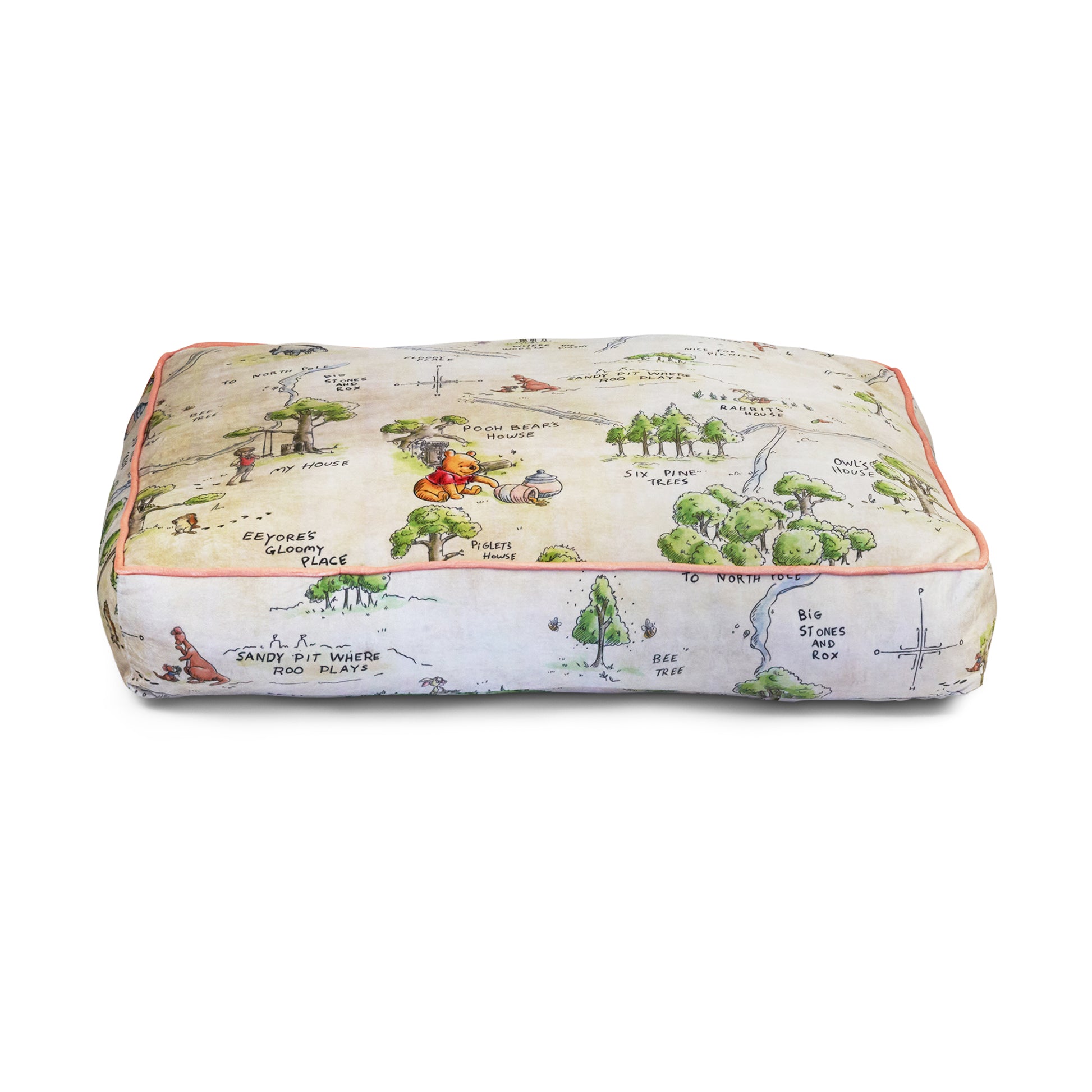 Rectangle Pet Bed - Winnie the Pooh Hundred Acre Wood Map Beige Pet Beds Disney