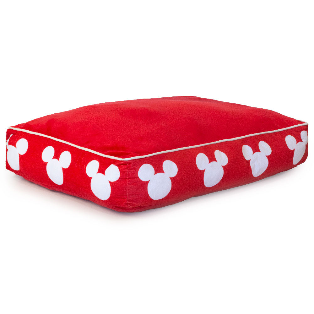Rectangle Pet Bed - Mickey Mouse Ears Icon Red/White