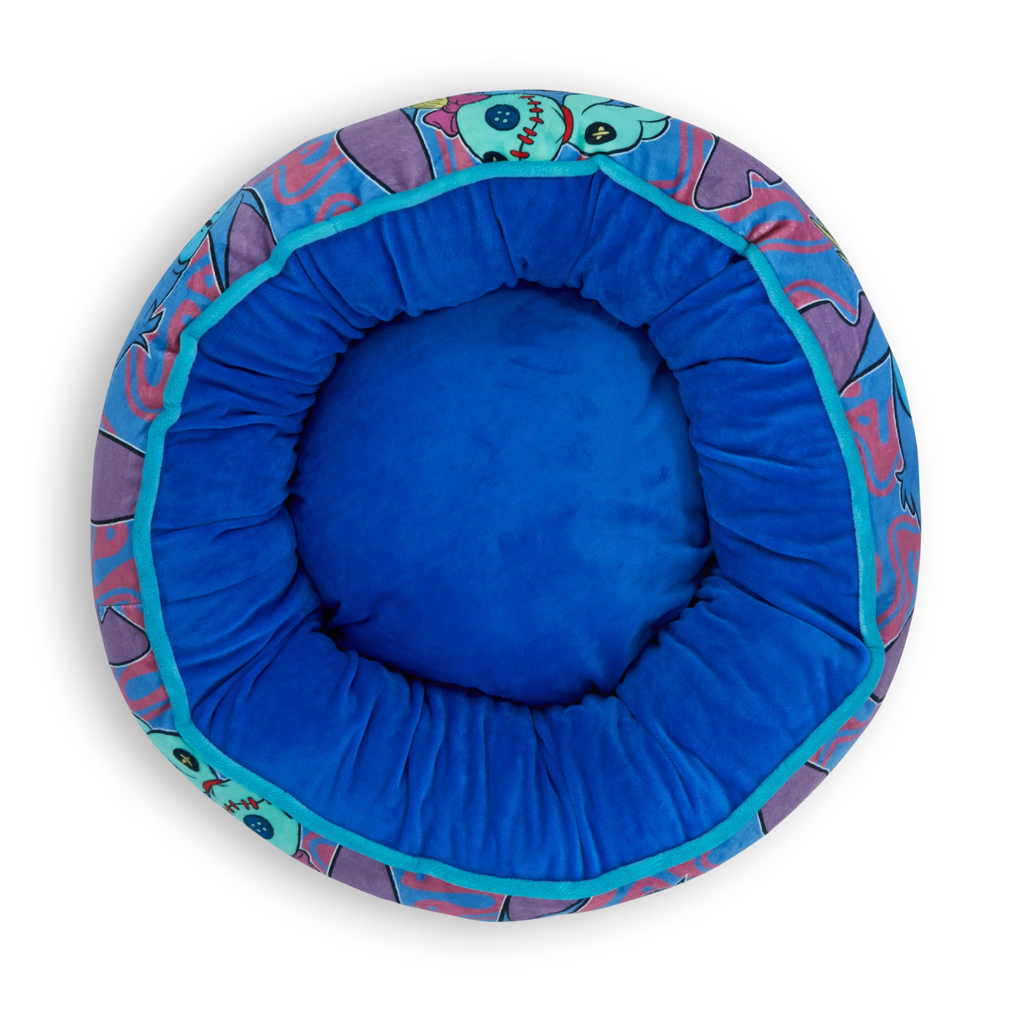 Donut Pet Bed - Stitch and Scrump Poses Blue/Lavender