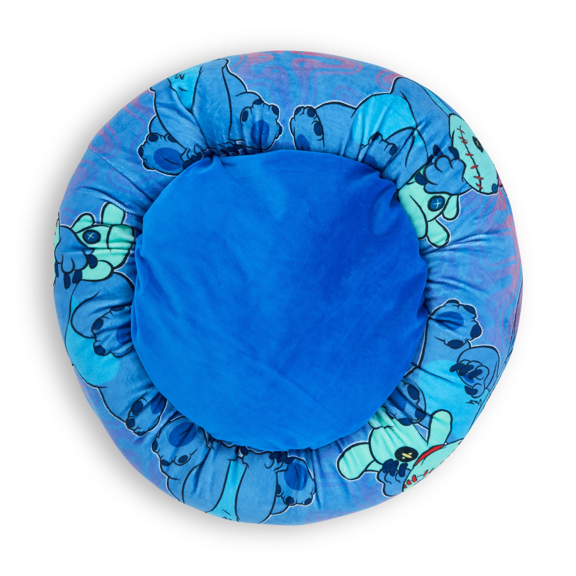 Donut Pet Bed - Stitch and Scrump Poses Blue/Lavender