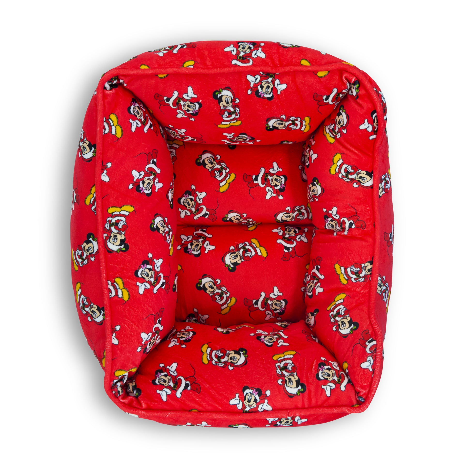 Cuddler Pet Bed - Holiday Santa Mickey and Minnie Poses Scattered Red Pet Beds Disney
