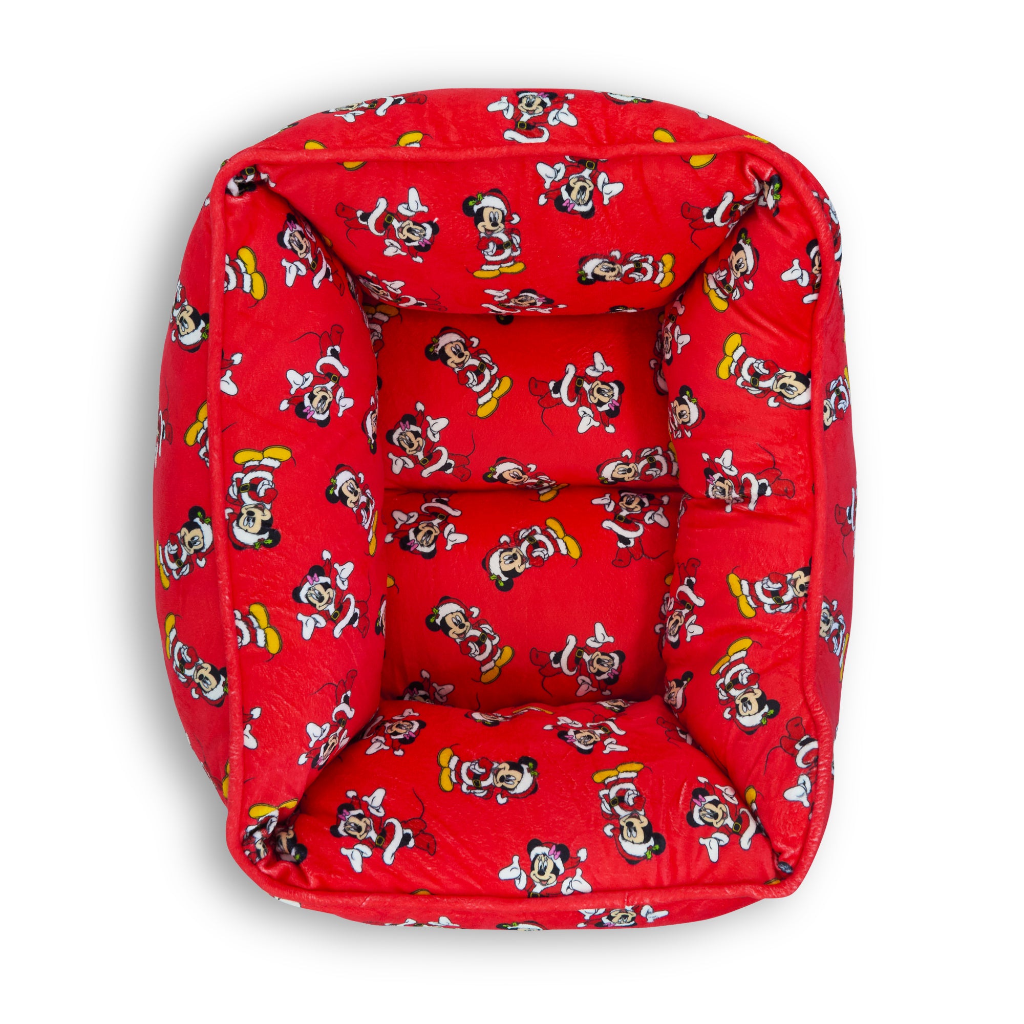 Cuddler Pet Bed - Holiday Santa Mickey and Minnie Poses Scattered Red Pet Beds Disney