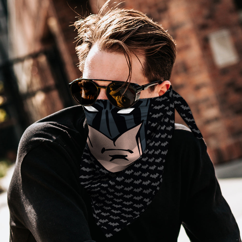 Bandana - Batman Face Centered/Bat Logo Black/Gray Bandanas DC Comics