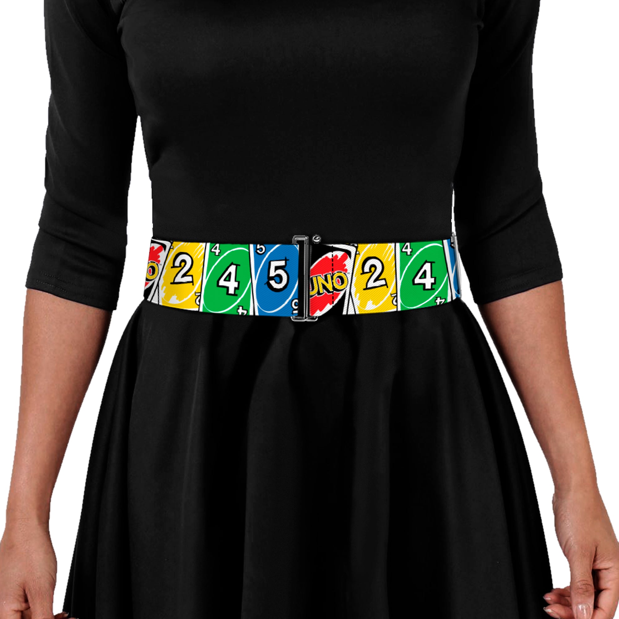 Cinch Waist Belt - UNO Cards Lineup Stack Multi Color Womens Cinch Waist Belts UNO