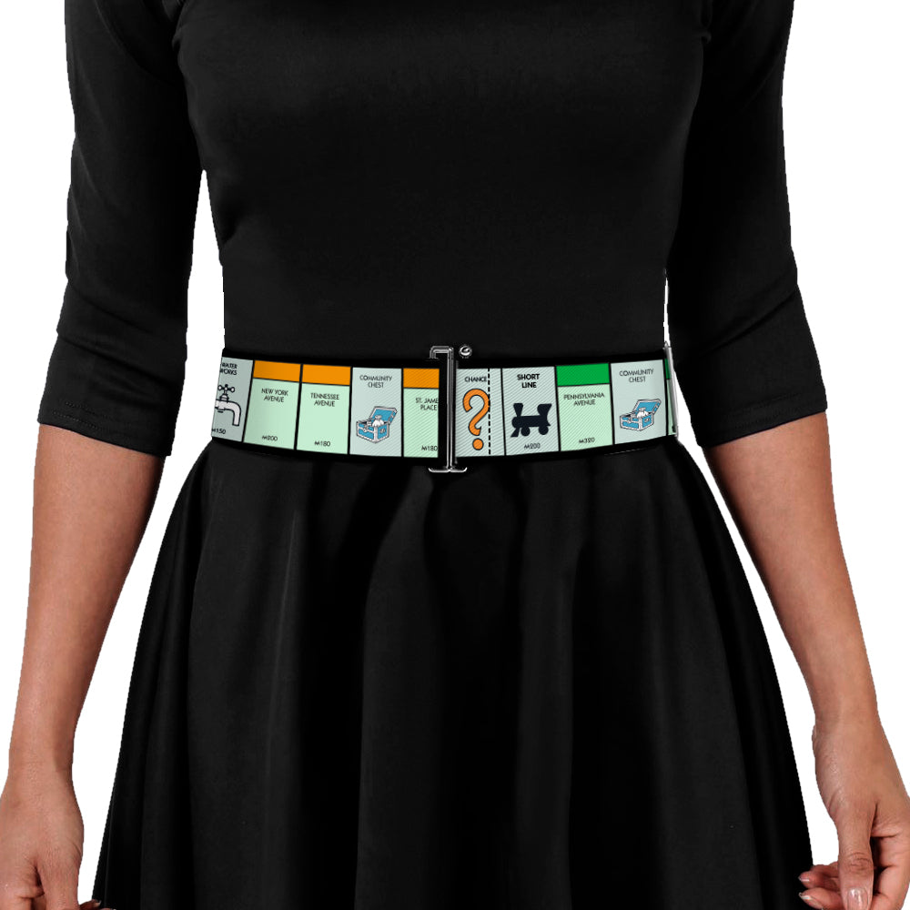 Cinch Waist Belt - Monopoly Game Board Space Blocks Womens Cinch Waist Belts Monopoly