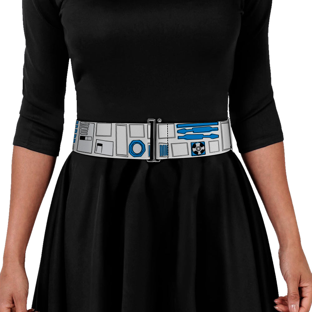 Cinch Waist Belt - Star Wars R2-D2 Bounding Parts3 White/Black/Blue/Gray Womens Cinch Waist Belts Star Wars