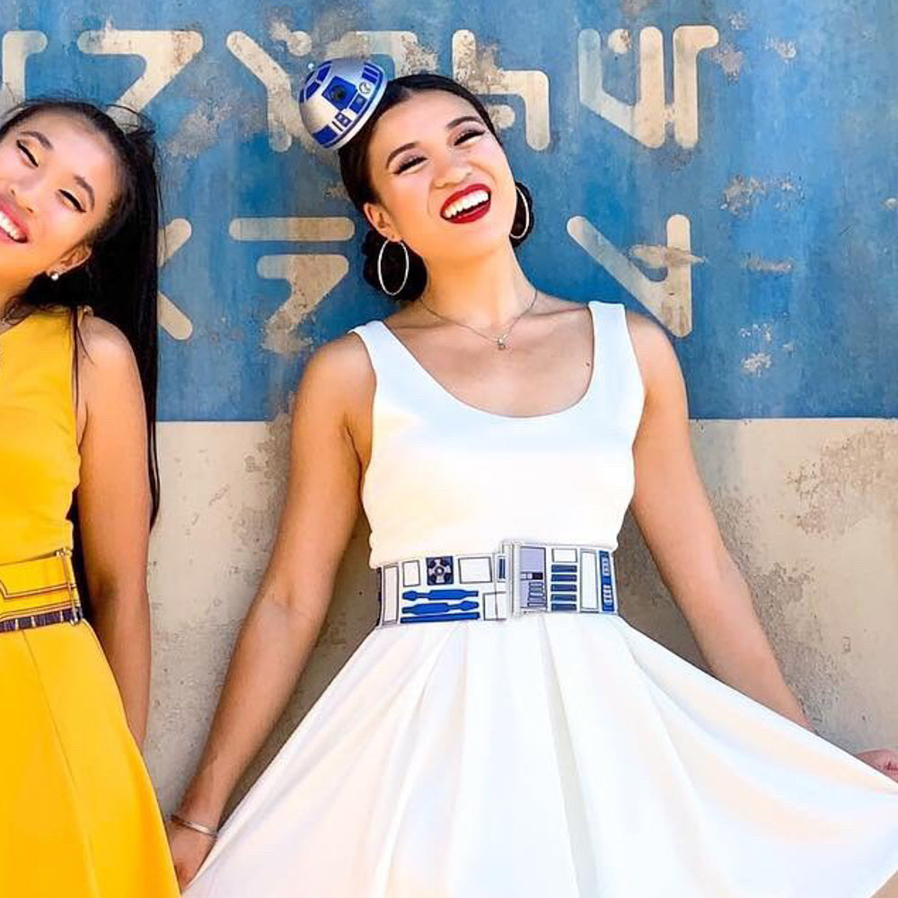Cinch Waist Belt - Star Wars R2-D2 Bounding Parts3 White/Black/Blue/Gray Womens Cinch Waist Belts Star Wars