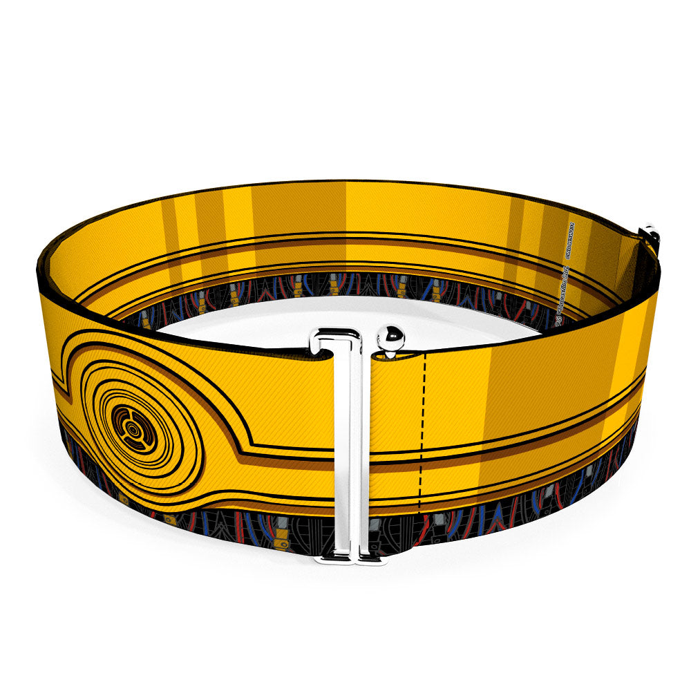 Cinch Waist Belt - Star Wars C-3PO Wires Bounding Yellows/Black/Multi Color Womens Cinch Waist Belts Star Wars