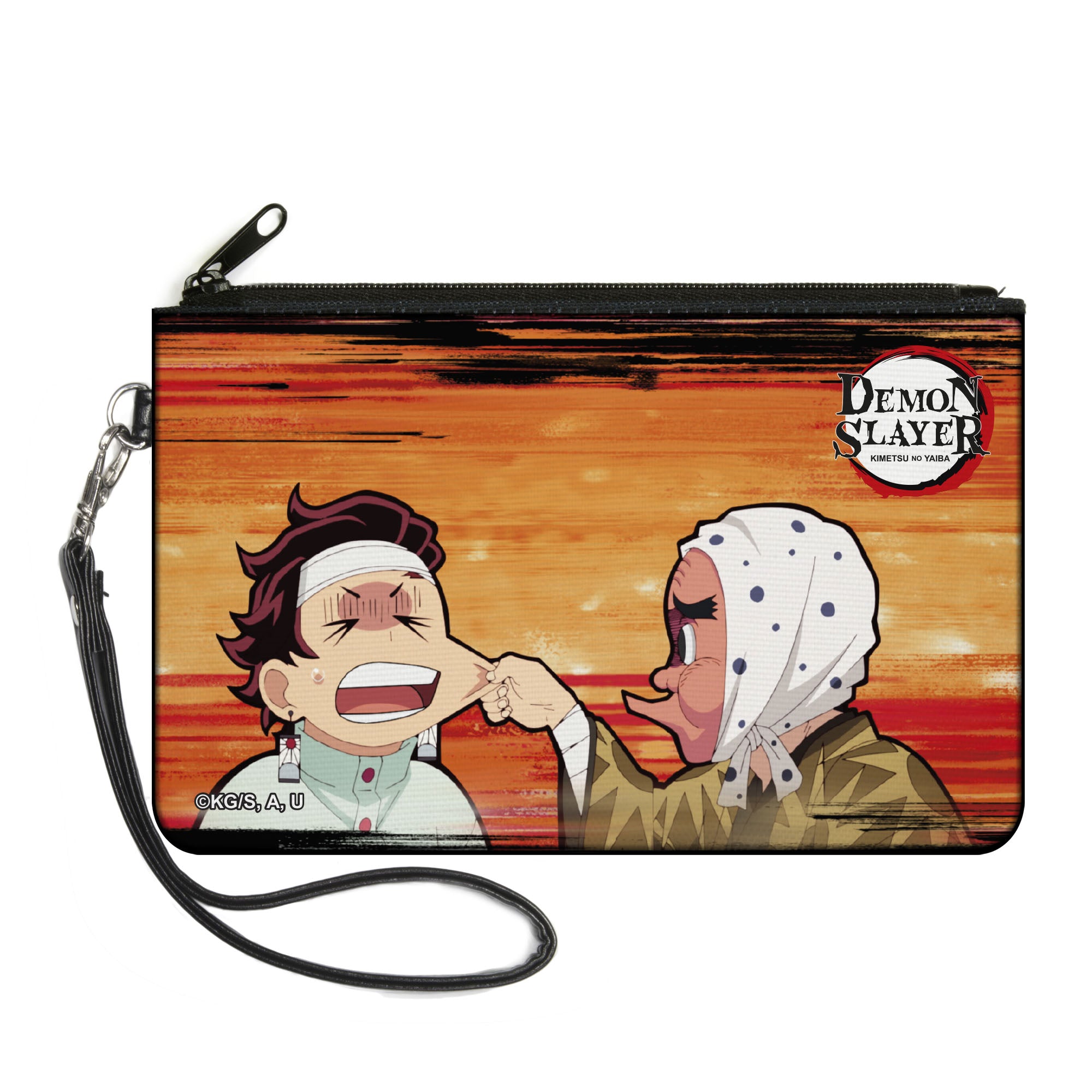 Canvas Zipper Wallet - LARGE - Demon Slayer Chibi Tetsumotonaka Pinching Tanjiro Kamado Cheek Scene Canvas Zipper Wallets Demon Slayer