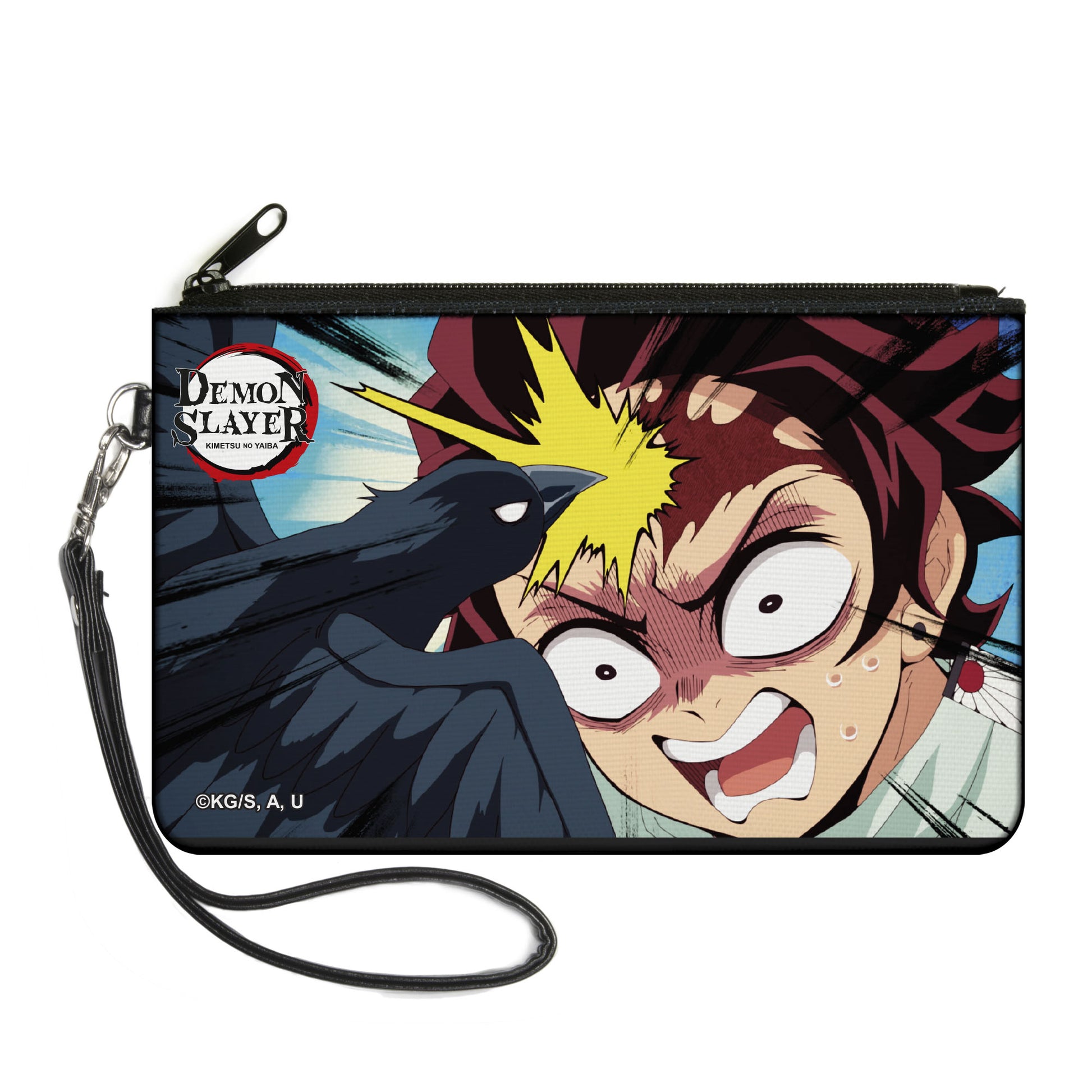 Canvas Zipper Wallet - LARGE - Demon Slayer Tanjiro Kamado Crow Scene Canvas Zipper Wallets Demon Slayer