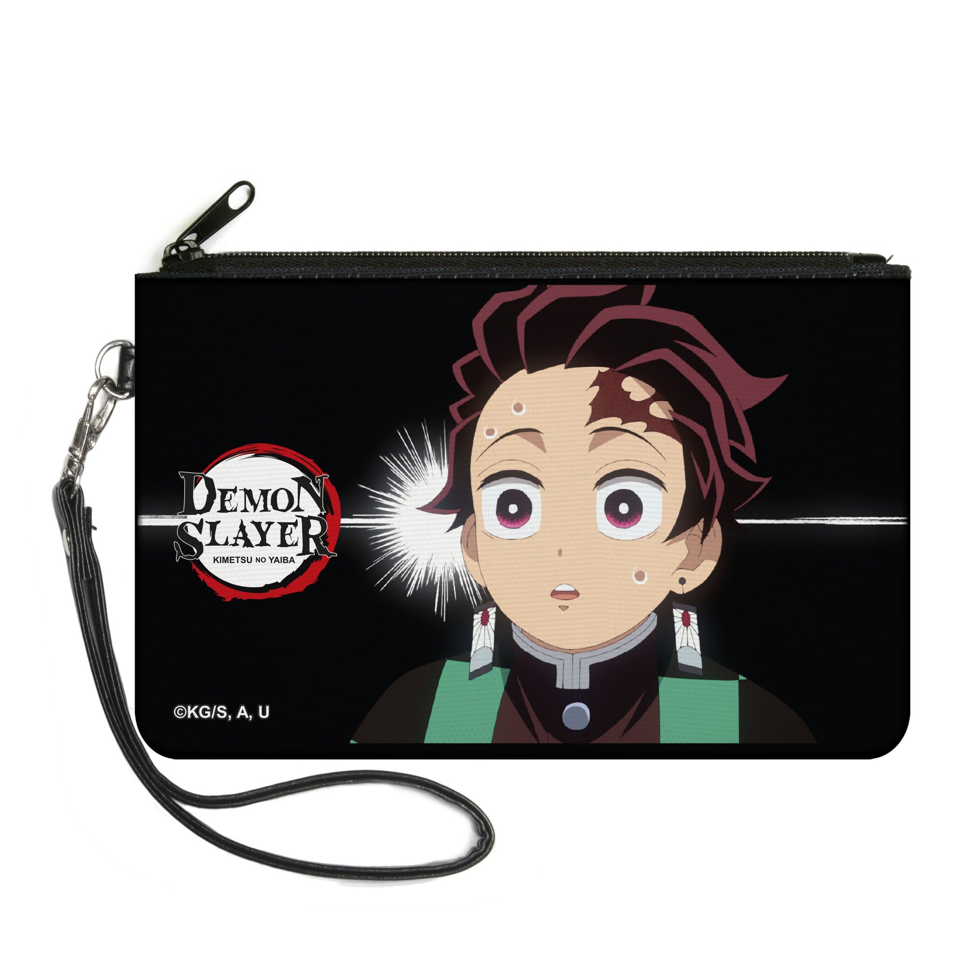 Canvas Zipper Wallet - LARGE - Demon Slayer Tanjiro Kamado Pose Black Canvas Zipper Wallets Demon Slayer