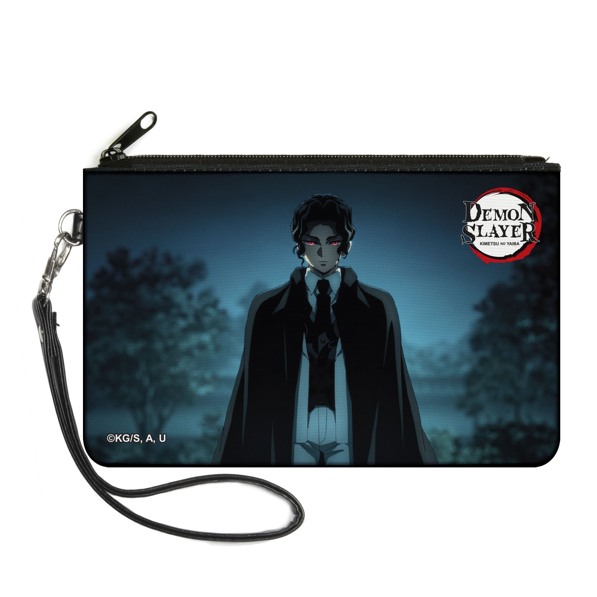 Canvas Zipper Wallet - LARGE - DEMON SLAYER Muzan Kibutsuji Standing Pose and Title Logo Canvas Zipper Wallets Demon Slayer