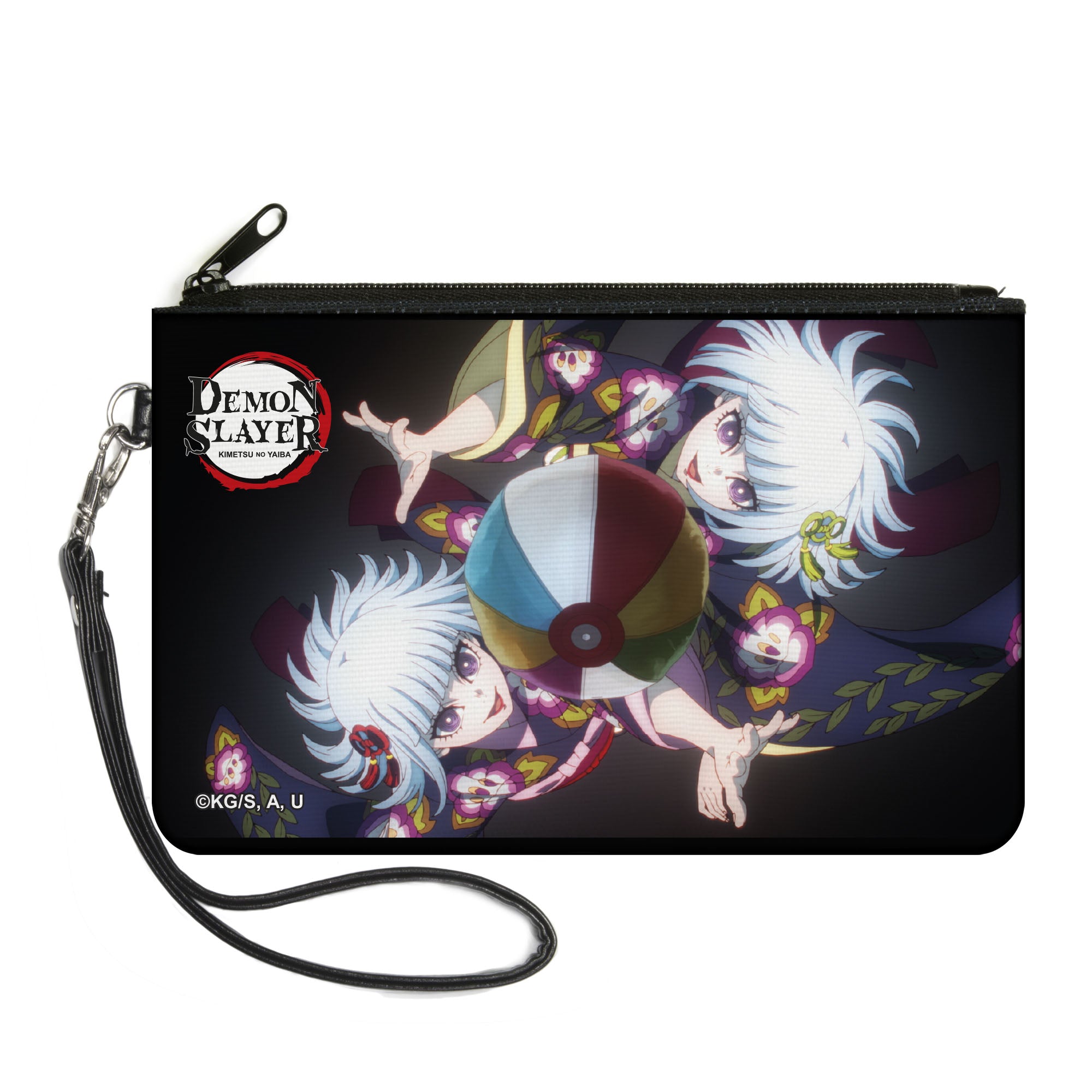 Canvas Zipper Wallet - LARGE - Demon Slayer Nichika and Hinaki Ubuyashiki Beach Ball Pose Black Canvas Zipper Wallets Demon Slayer
