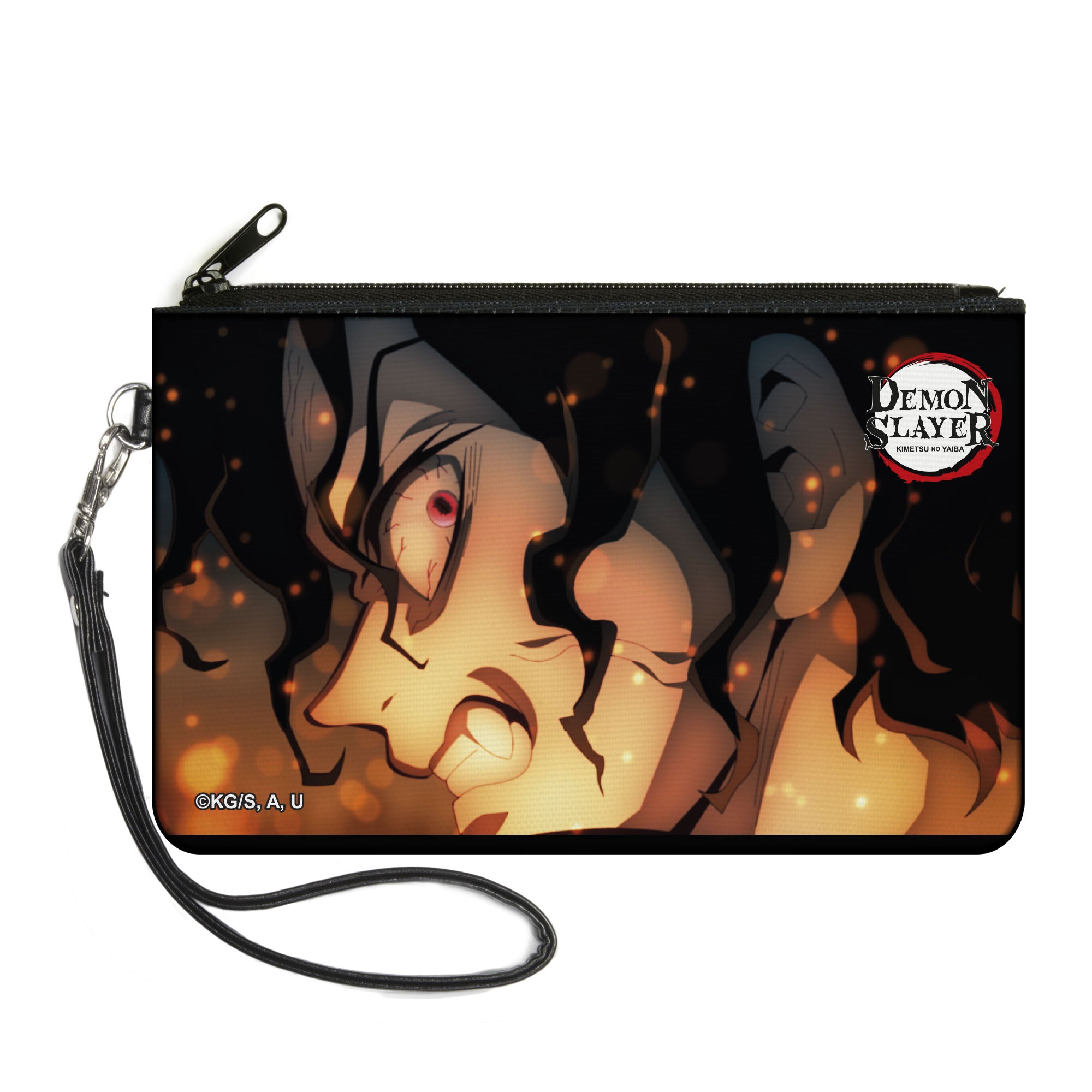 Canvas Zipper Wallet - LARGE - Demon Slayer Muzan Kibutsuji Flame Glow Pose Canvas Zipper Wallets Demon Slayer