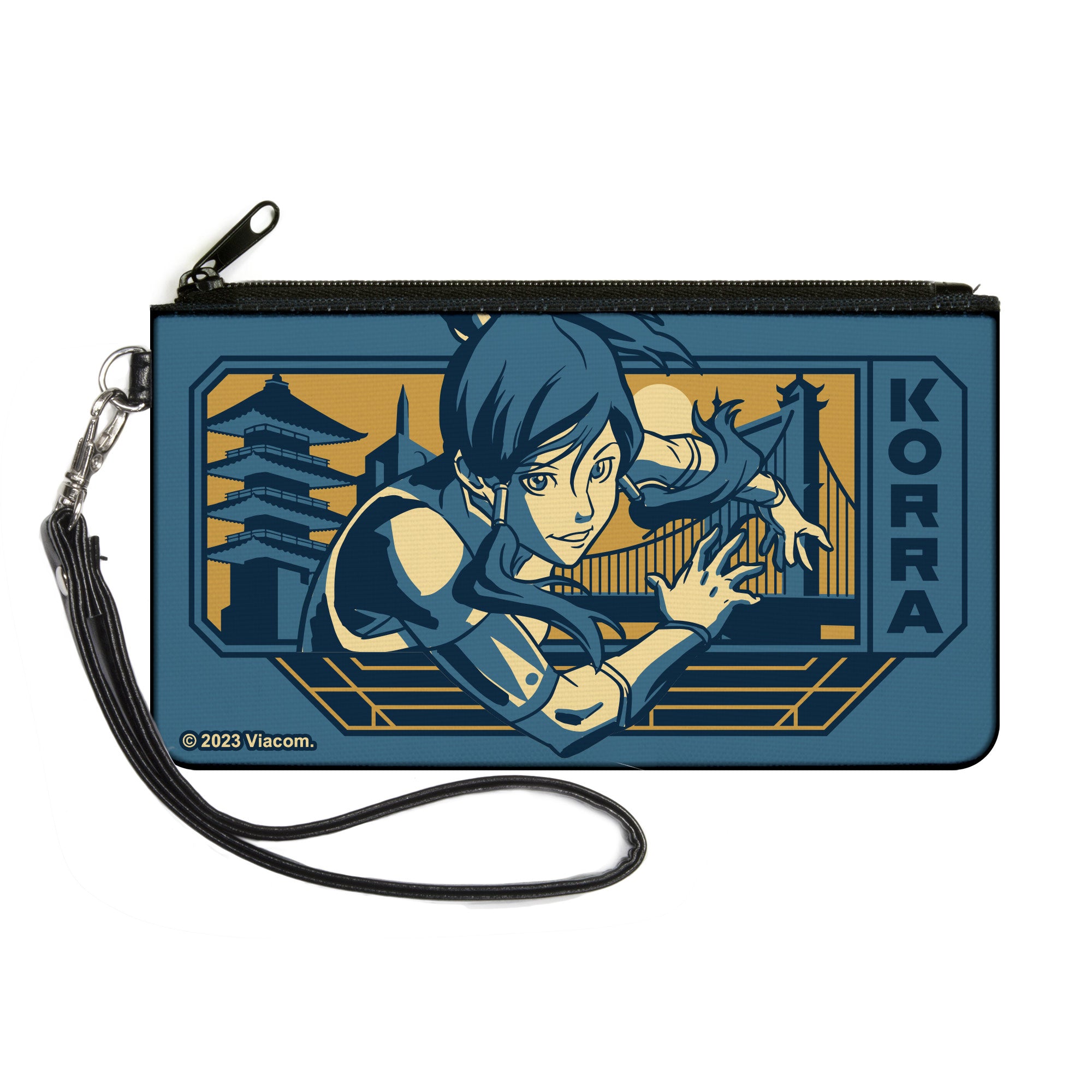 Canvas Zipper Wallet - LARGE - The Legend of Korra Avatar KORRA Bridge Pose and Text Blues Canvas Zipper Wallets Avatar The Last Airbender