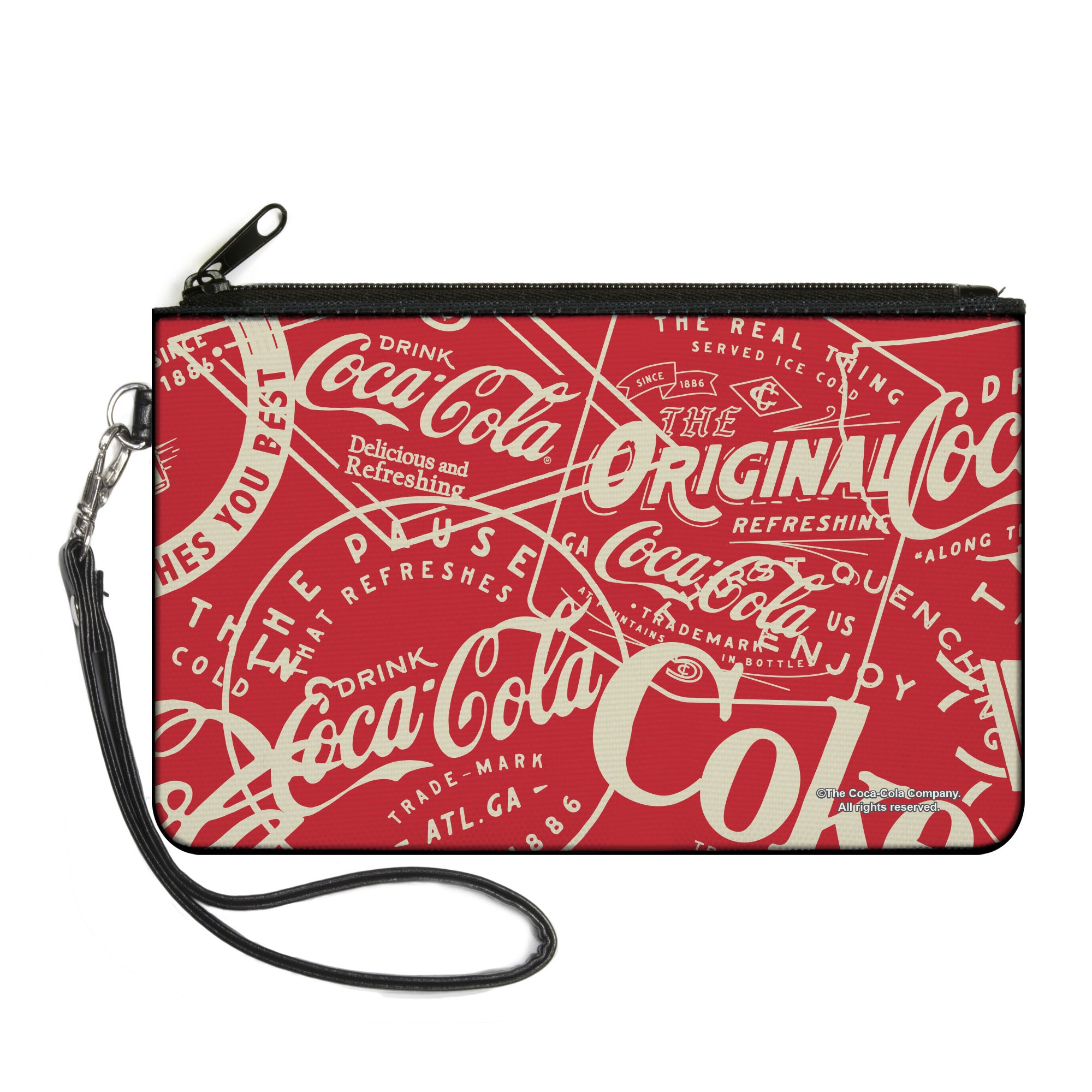 Canvas Zipper Wallet - LARGE - Vintage Coca-Cola Coke Icons and Ad Logos Red/White Canvas Zipper Wallets Coca-Cola