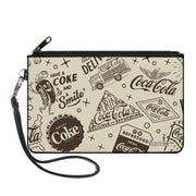 Canvas Zipper Wallet - LARGE - Vintage Coca-Cola HAVE A COKE AND SMILE Icons Collage Beige/Brown Canvas Zipper Wallets Coca-Cola