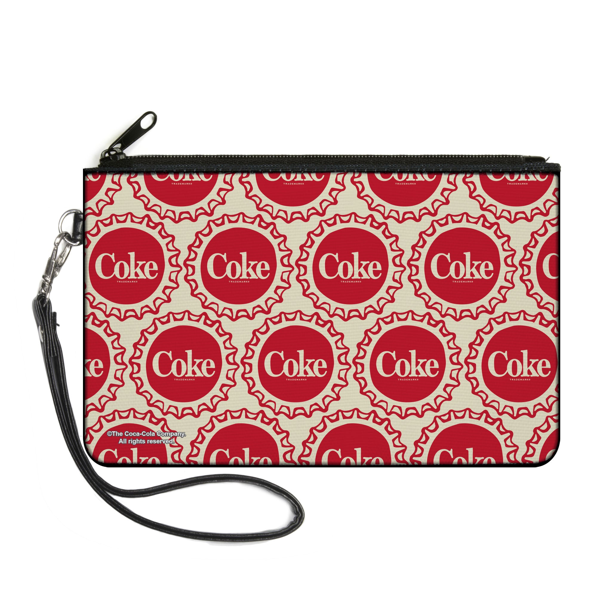 Canvas Zipper Wallet - LARGE - Coca-Cola COKE Bottle Caps Collage White/Red Canvas Zipper Wallets Coca-Cola