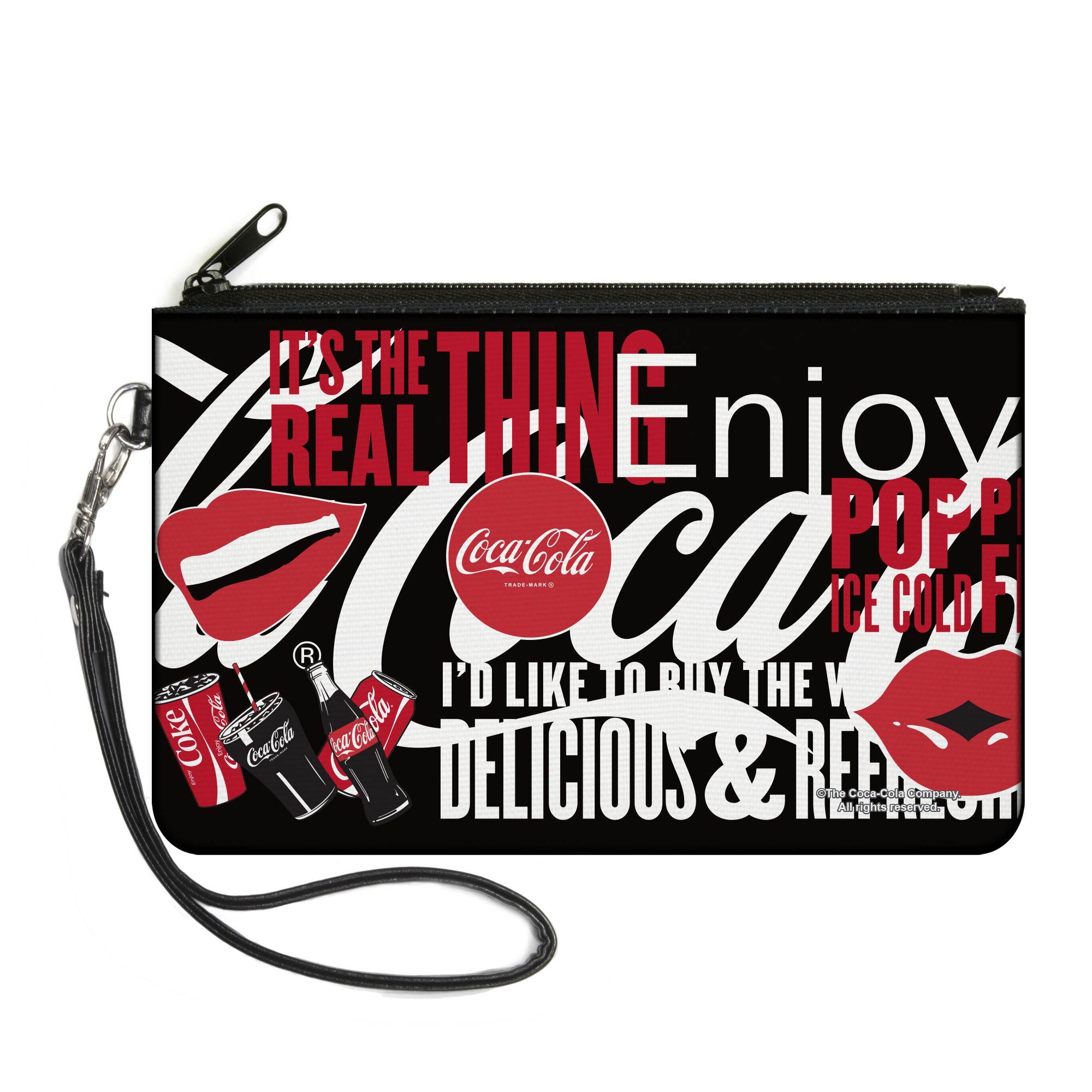 Canvas Zipper Wallet - LARGE - Coca-Cola IT'S THE REAL THING Collage Black/Red/White Canvas Zipper Wallets Coca-Cola