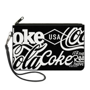 Canvas Zipper Wallet - LARGE - COCA-COLA COKE Typography IT'S THE REAL THING Black/White Canvas Zipper Wallets Coca-Cola