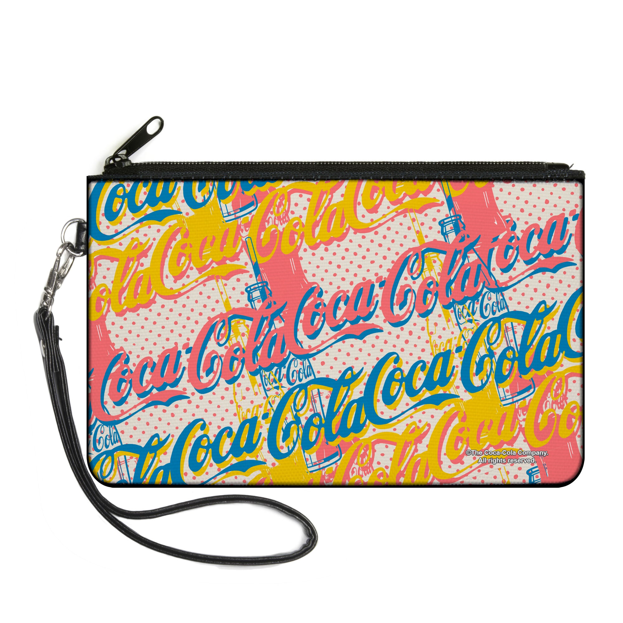 Canvas Zipper Wallet - LARGE - COCA-COLA Script Logo Stacked Pop Art White/Multi Pastel Canvas Zipper Wallets Coca-Cola