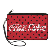 Canvas Zipper Wallet - LARGE - DRINK COCA-COLA COKE Polka Dot Red/Black/White Canvas Zipper Wallets Coca-Cola