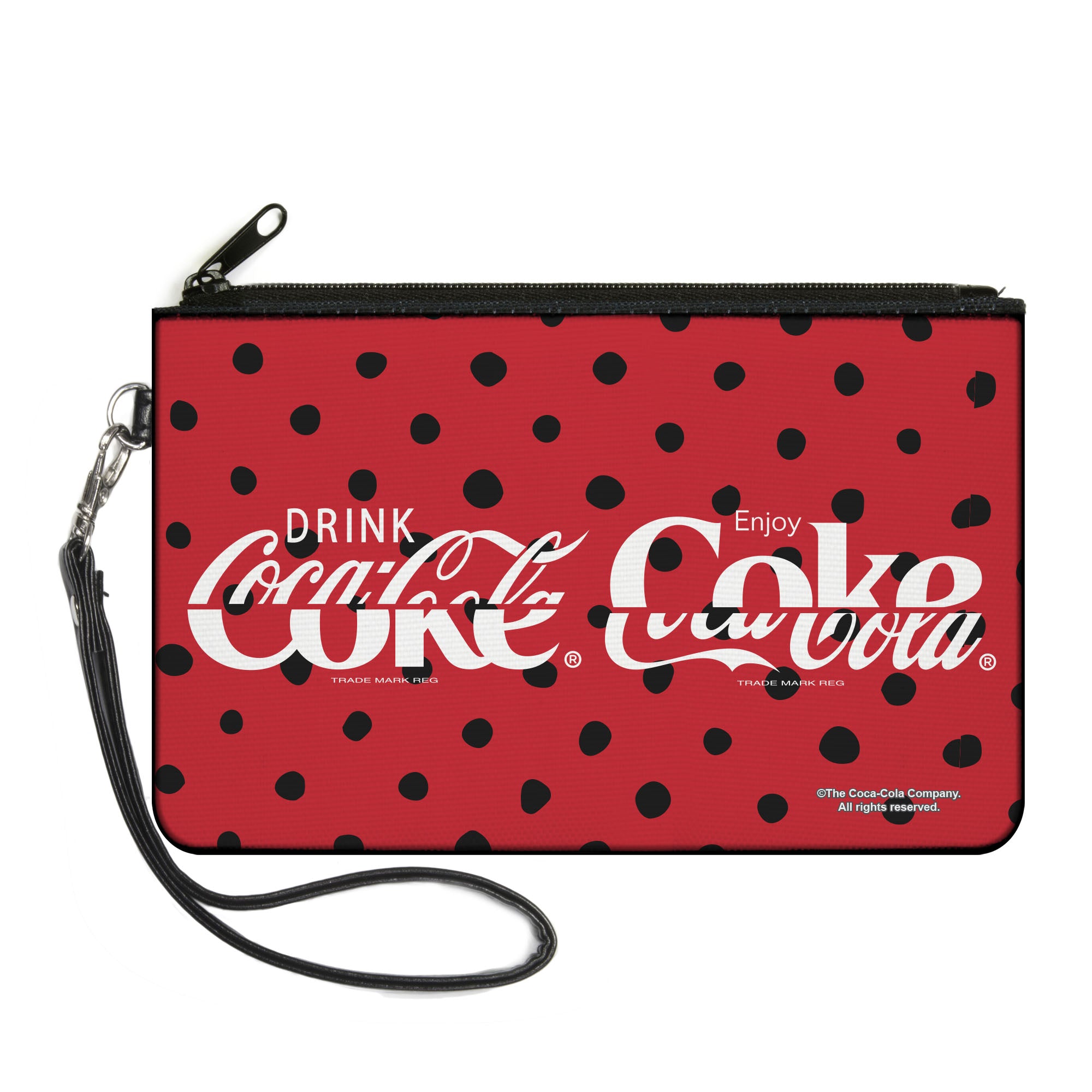 Canvas Zipper Wallet - LARGE - DRINK COCA-COLA COKE Polka Dot Red/Black/White Canvas Zipper Wallets Coca-Cola