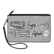 Canvas Zipper Wallet - LARGE - Coca-Cola ENJOY REFRESH Can and Bottle Grays/White/Black Canvas Zipper Wallets Coca-Cola