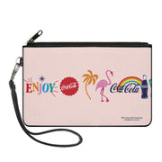 Canvas Zipper Wallet - LARGE - Coca-Cola ENJOY Vibrant Icons Collage Pinks/Multi Color Canvas Zipper Wallets Coca-Cola
