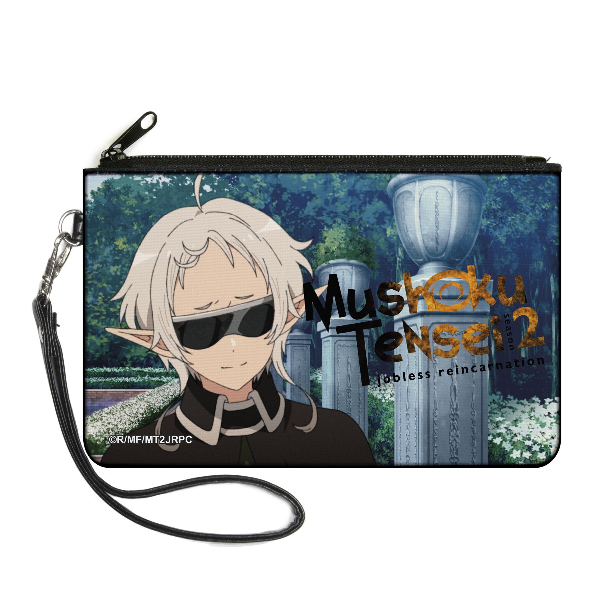 Canvas Zipper Wallet - LARGE - MUSHOKU TENSEI Guard Fitz Garden Scene and Title Logo Canvas Zipper Wallets Mushoku Tensei Jobless Reincarnation