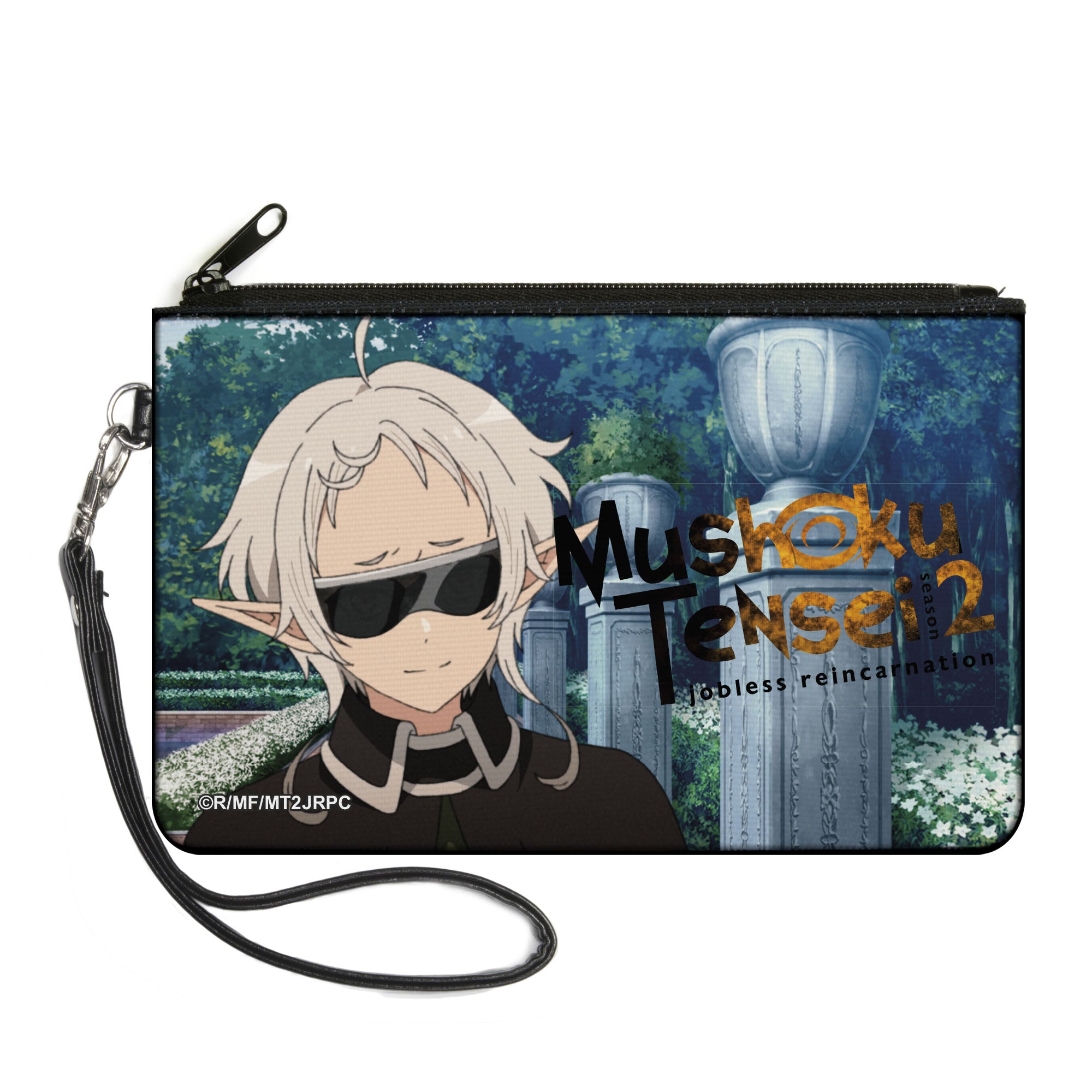 Canvas Zipper Wallet - LARGE - MUSHOKU TENSEI Guard Fitz Garden Scene and Title Logo Canvas Zipper Wallets Mushoku Tensei Jobless Reincarnation