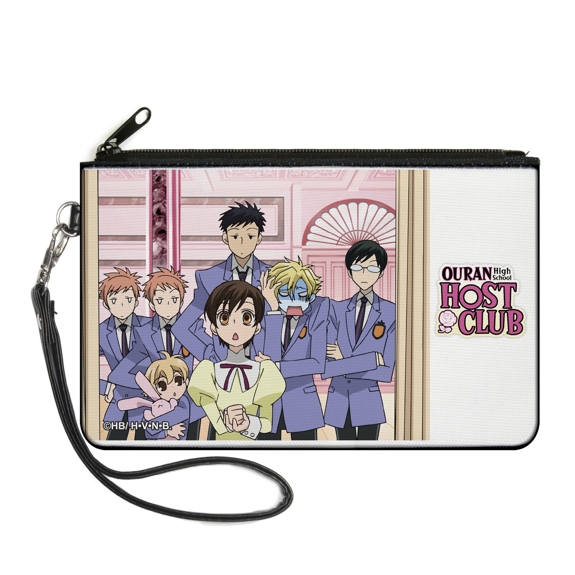 Canvas Zipper Wallet - LARGE - OURAN HIGH SCHOOL HOST CLUB Haruhi with Six Boys Group Pose and Title Logo Canvas Zipper Wallets Ouran High School Host Club