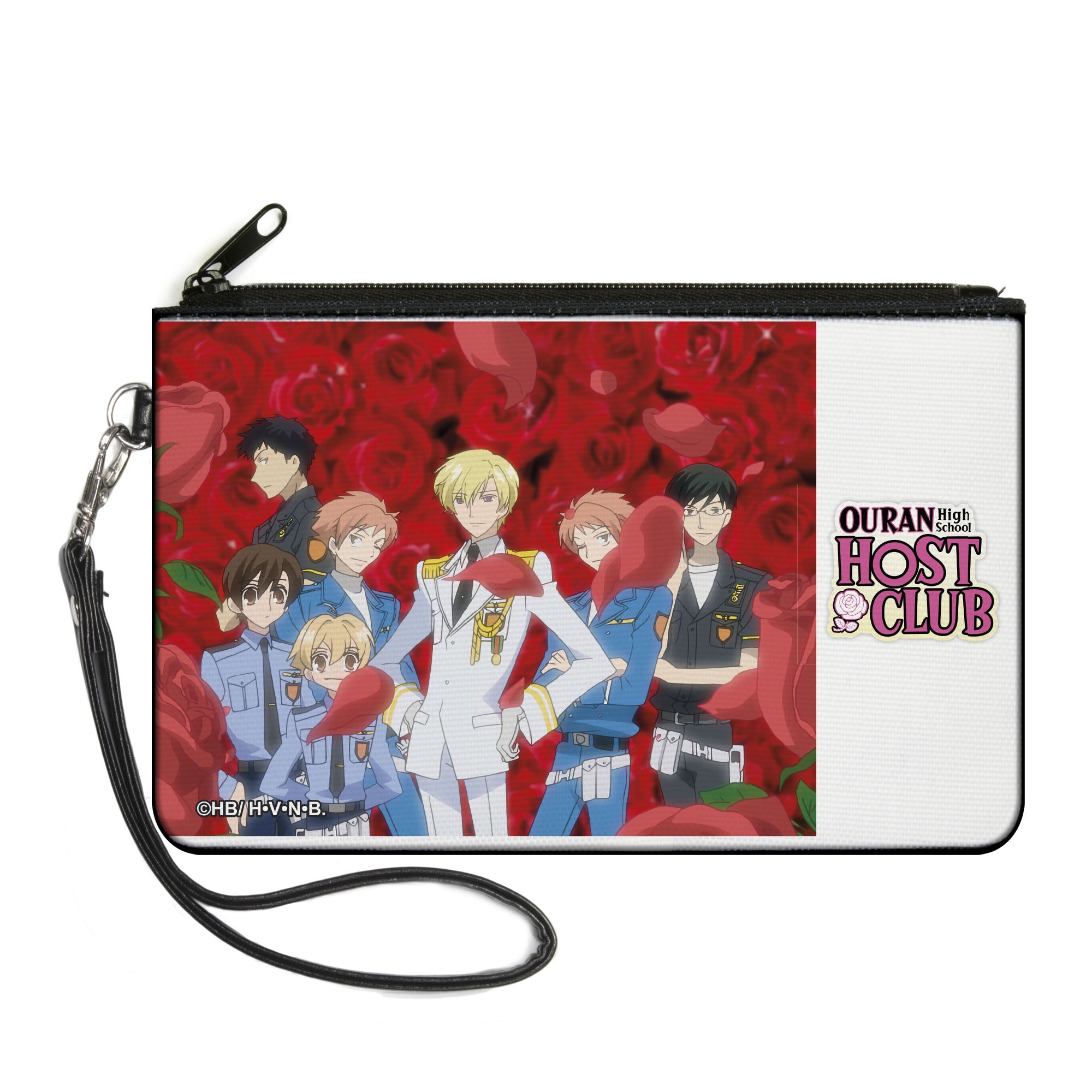 Canvas Zipper Wallet - LARGE - OURAN HIGH SCHOOL HOST CLUB Seven Member Rose Petals Group Pose and Title Logo Canvas Zipper Wallets Ouran High School Host Club