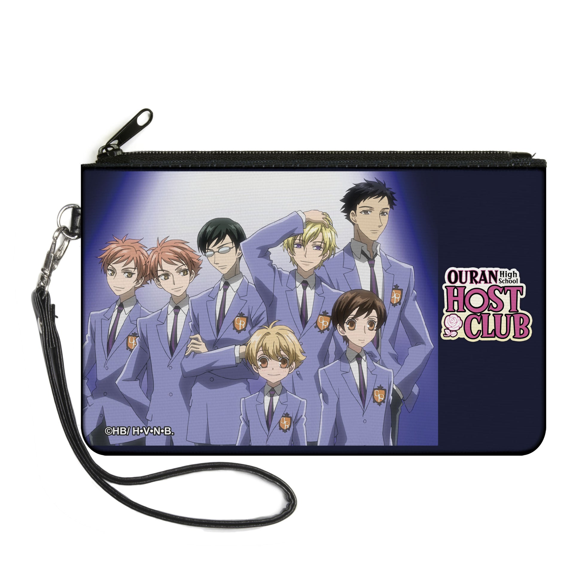 Canvas Zipper Wallet - LARGE - OURAN HIGH SCHOOL HOST CLUB Blue Glow Group Pose and Title Logo Canvas Zipper Wallets Ouran High School Host Club