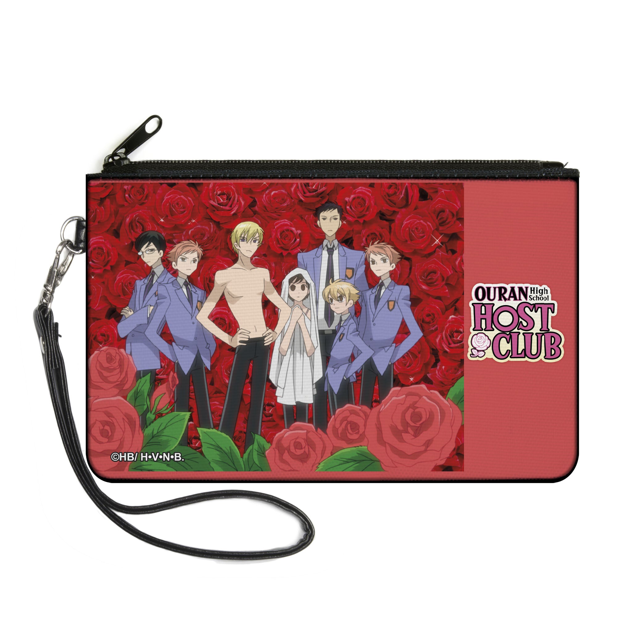 Canvas Zipper Wallet - LARGE - OURAN HIGH SCHOOL HOST CLUB Red Roses Group Pose and Title Logo Canvas Zipper Wallets Ouran High School Host Club