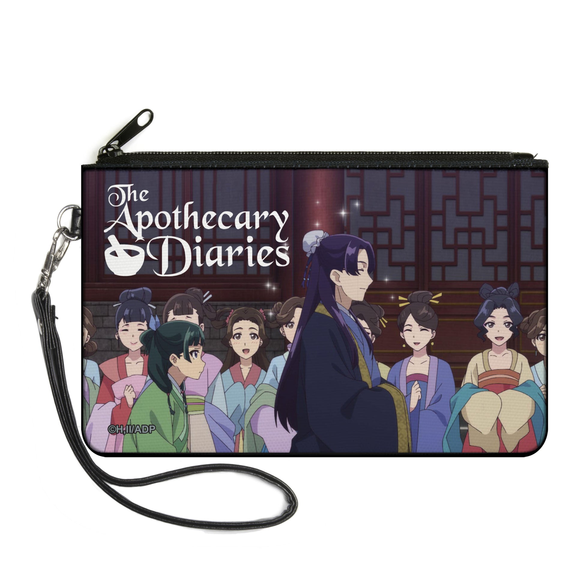 Canvas Zipper Wallet - LARGE - THE APOTHECARY DIARIES Maomao Following Jinshi Scene and Title Logo Black Canvas Zipper Wallets The Apothercary Diaries