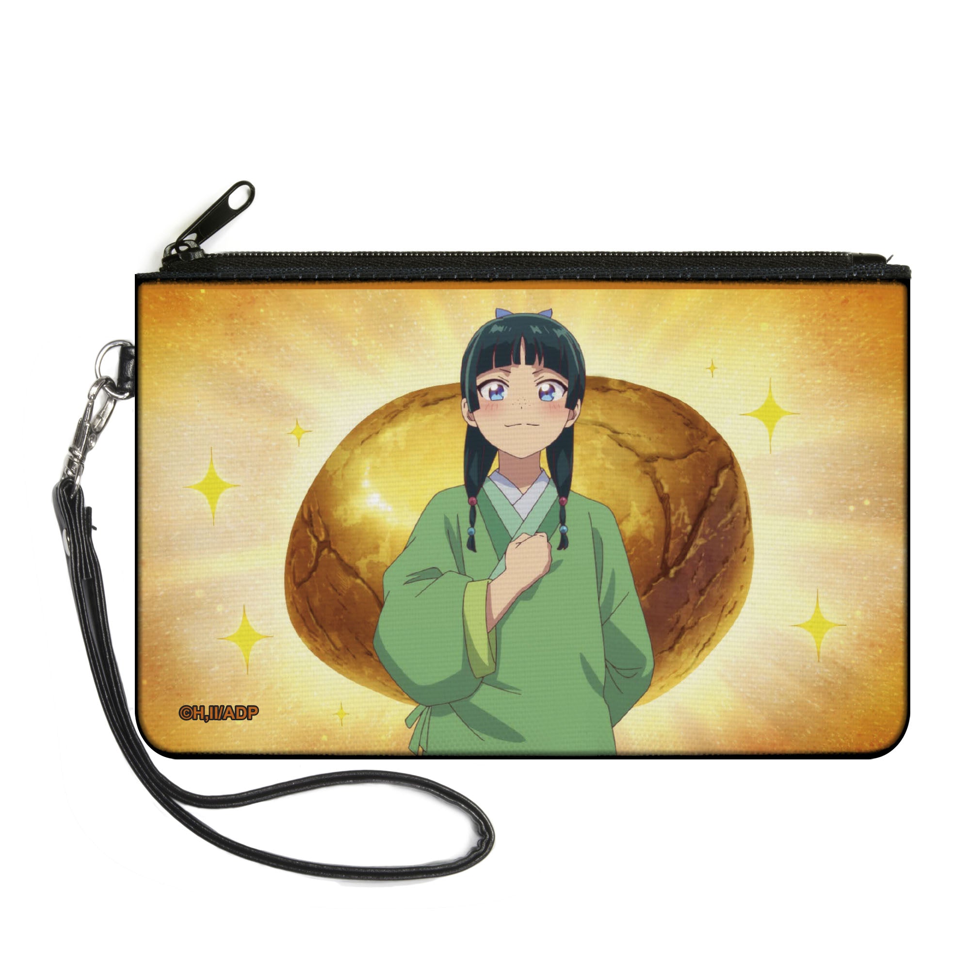 Canvas Zipper Wallet - LARGE - The Apothecary Diaries Maomao Rock Pose and Stars Yellows Canvas Zipper Wallets The Apothercary Diaries