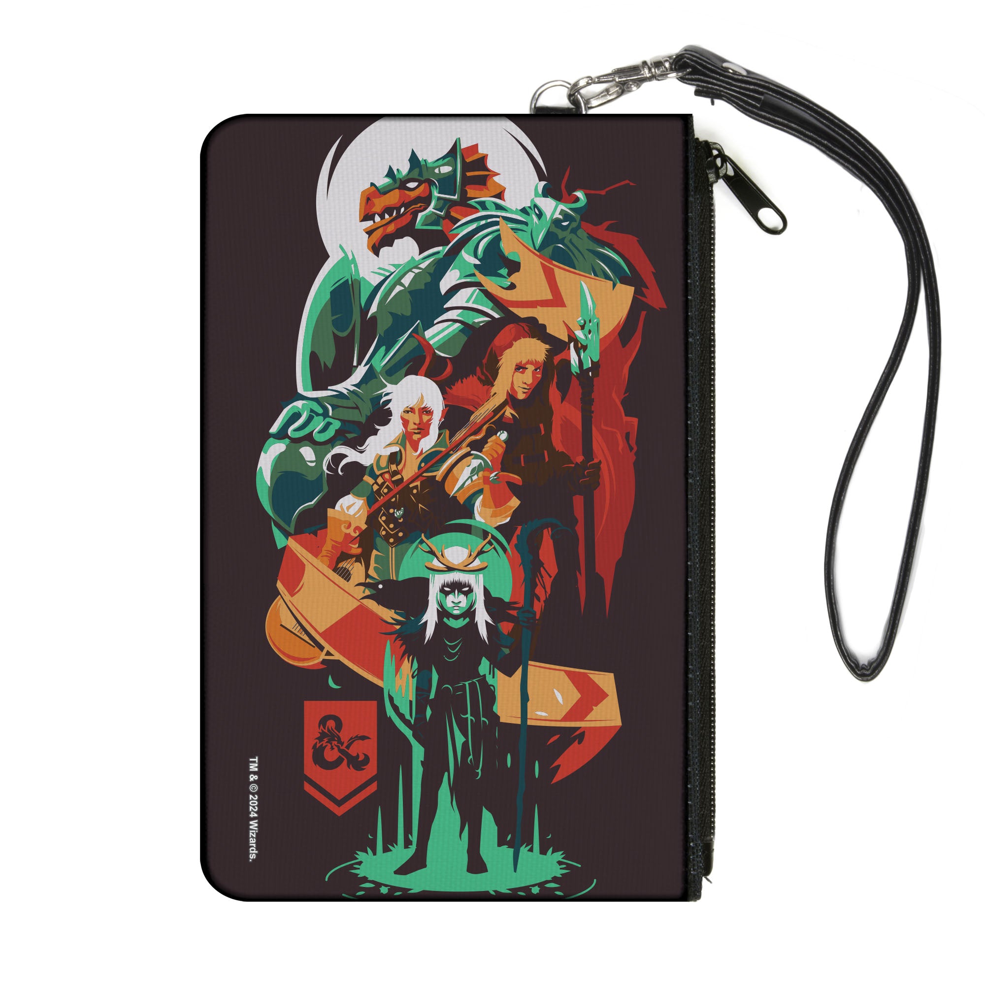 Canvas Zipper Wallet - LARGE - Dungeons and Dragons Character Collage Brown/Multi Color Canvas Zipper Wallets Dungeons & Dragons