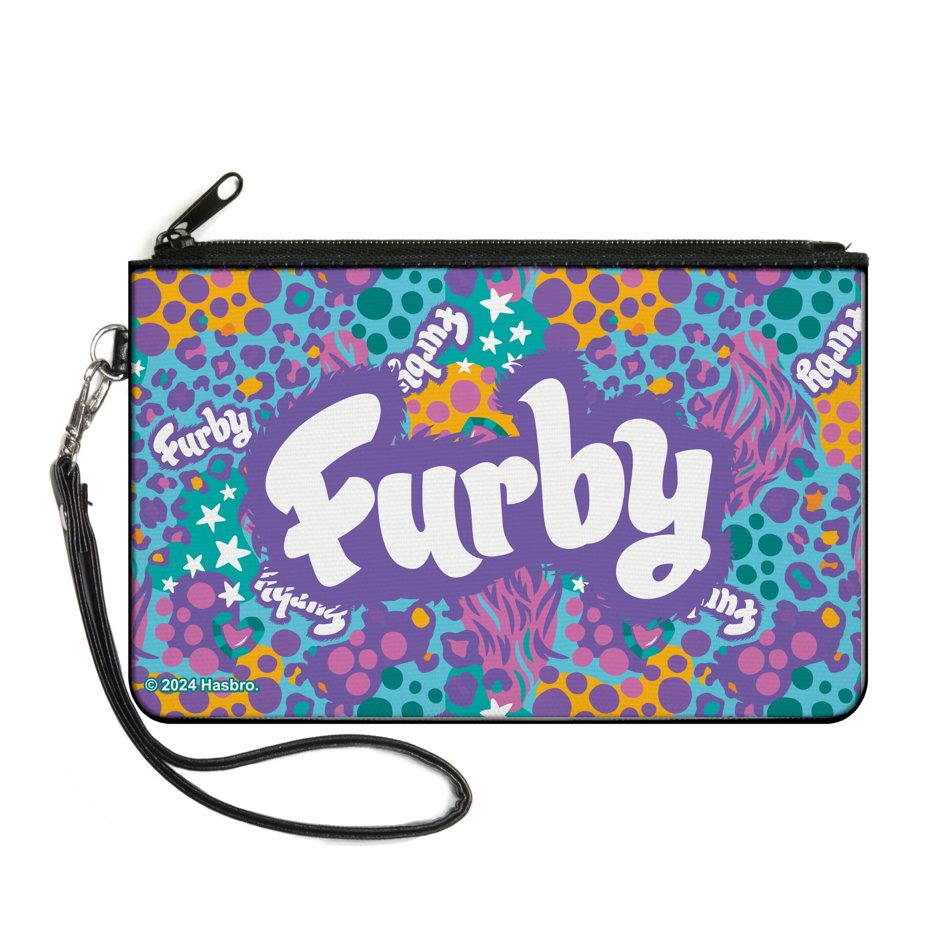 Canvas Zipper Wallet - LARGE - FURBY Title Logo Fur Print Blues/Purple/White Canvas Zipper Wallets Furby