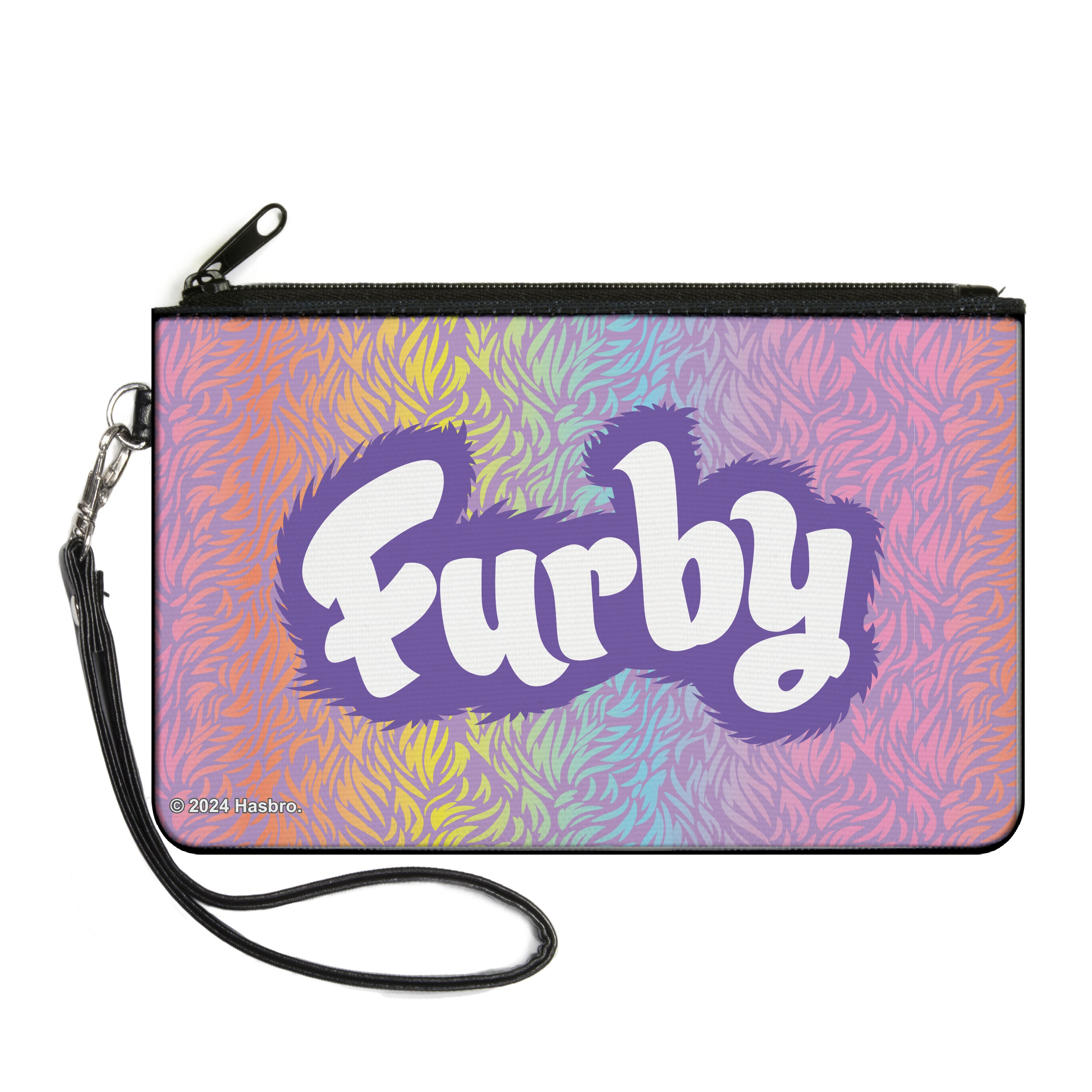 Canvas Zipper Wallet - LARGE - FURBY Title Logo Fur Print Multi Color/Purple/White Canvas Zipper Wallets Furby