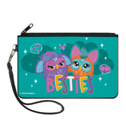 Canvas Zipper Wallet - LARGE - Furby Purple and Orange Furby BESTIES Pose Teal Canvas Zipper Wallets Furby