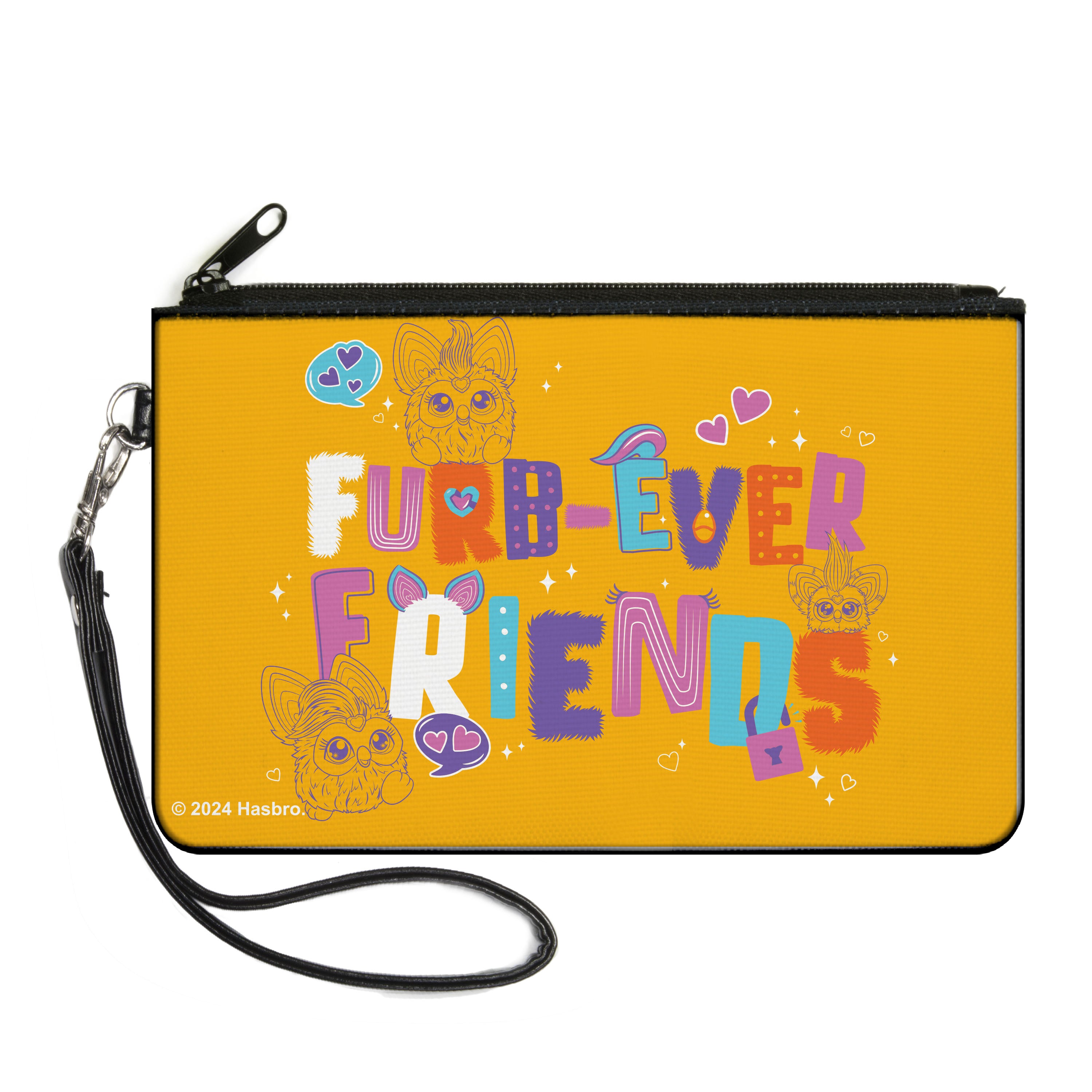 Canvas Zipper Wallet - LARGE - Furby FURB-EVER FRIENDS Group Pose Orange/Multi Color Canvas Zipper Wallets Furby