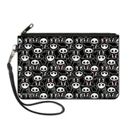 Canvas Zipper Wallet - LARGE - Skelanimals Animal Flip Poses Stacked Black/White/Red Canvas Zipper Wallets Skelanimals