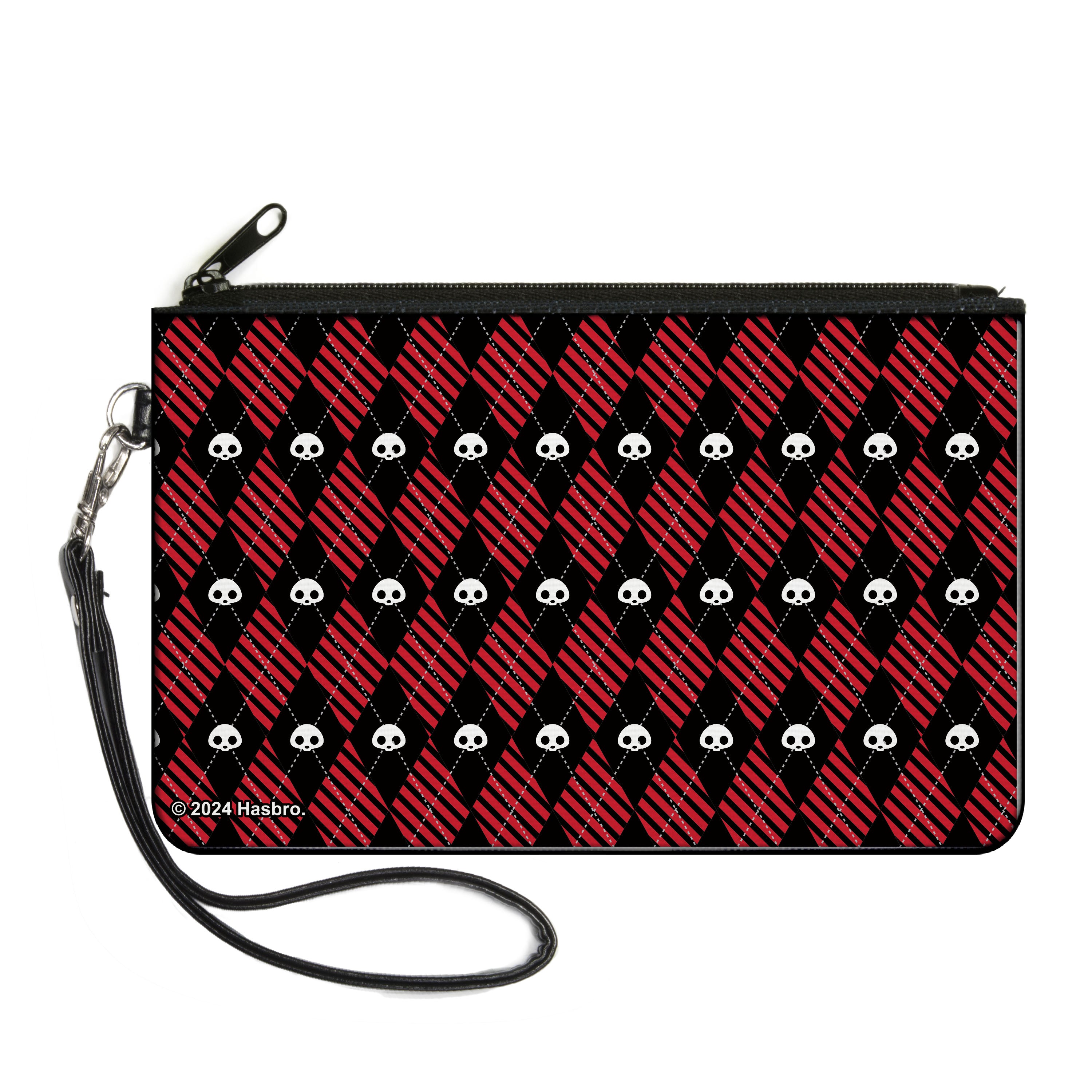 Canvas Zipper Wallet - LARGE - Skelanimals Face Logo Diamond Plaid Black/Red/White Canvas Zipper Wallets Skelanimals